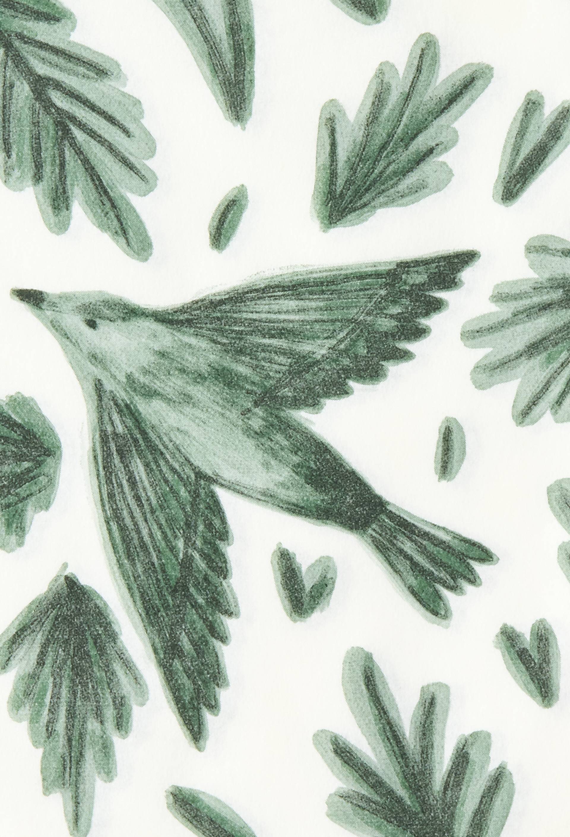 20 serviettes en papier 40x40cm, imprim&eacute; oiseau, Vert, large image number 1