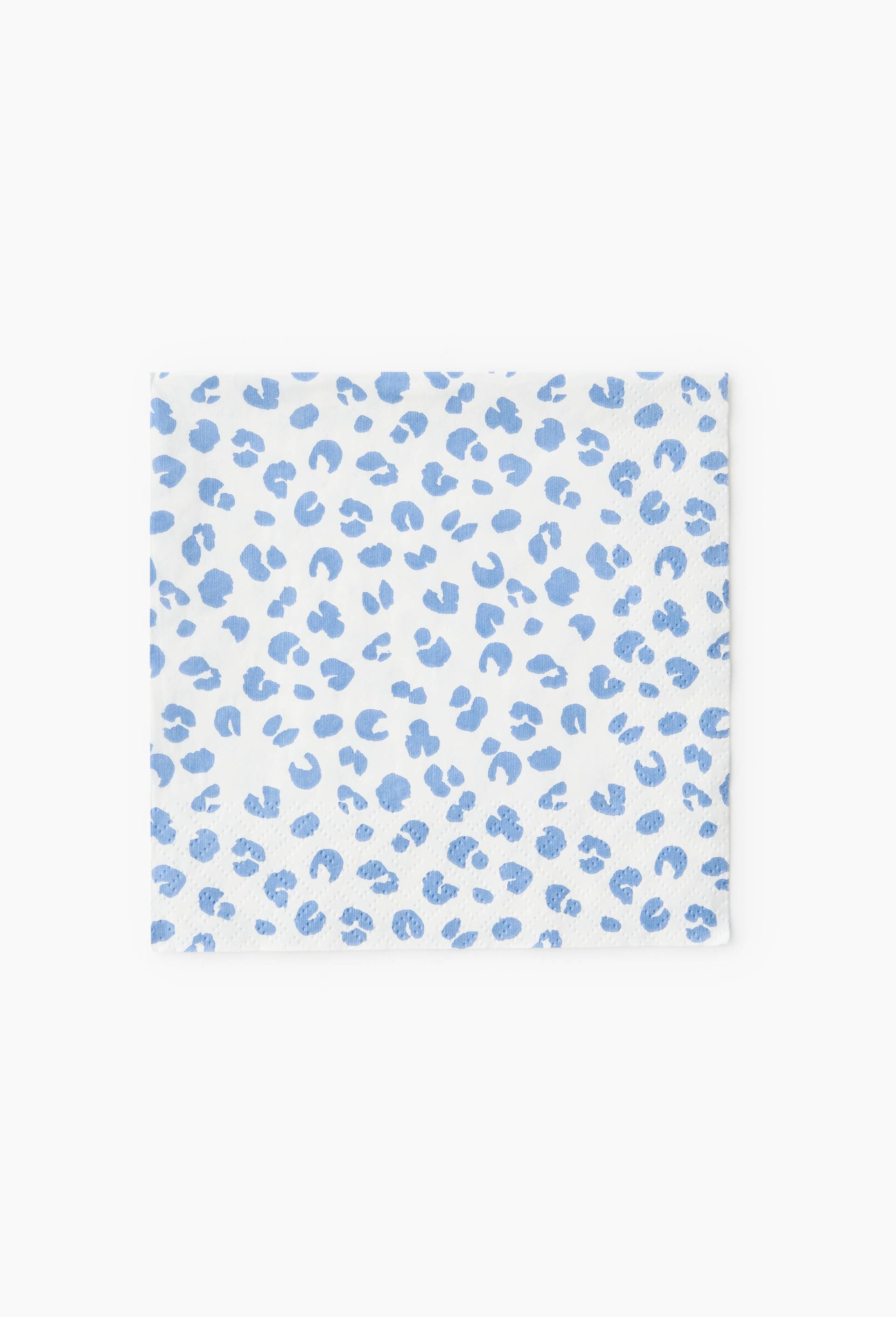 20 serviettes en papier 33x33cm, imprim&eacute; l&eacute;opard, Bleu, large image number 0
