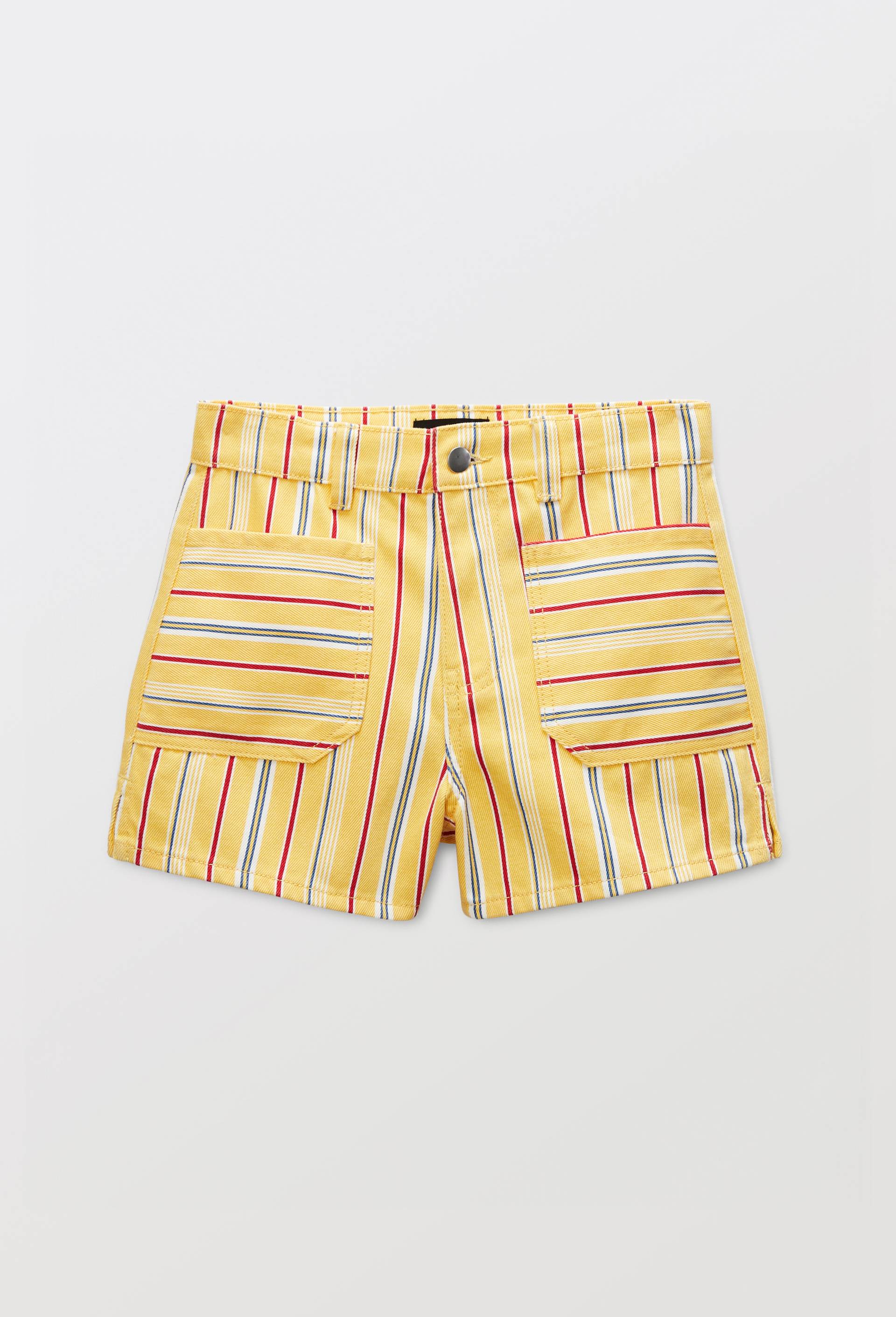 Short en twill ray&eacute;, Jaune, large image number 1