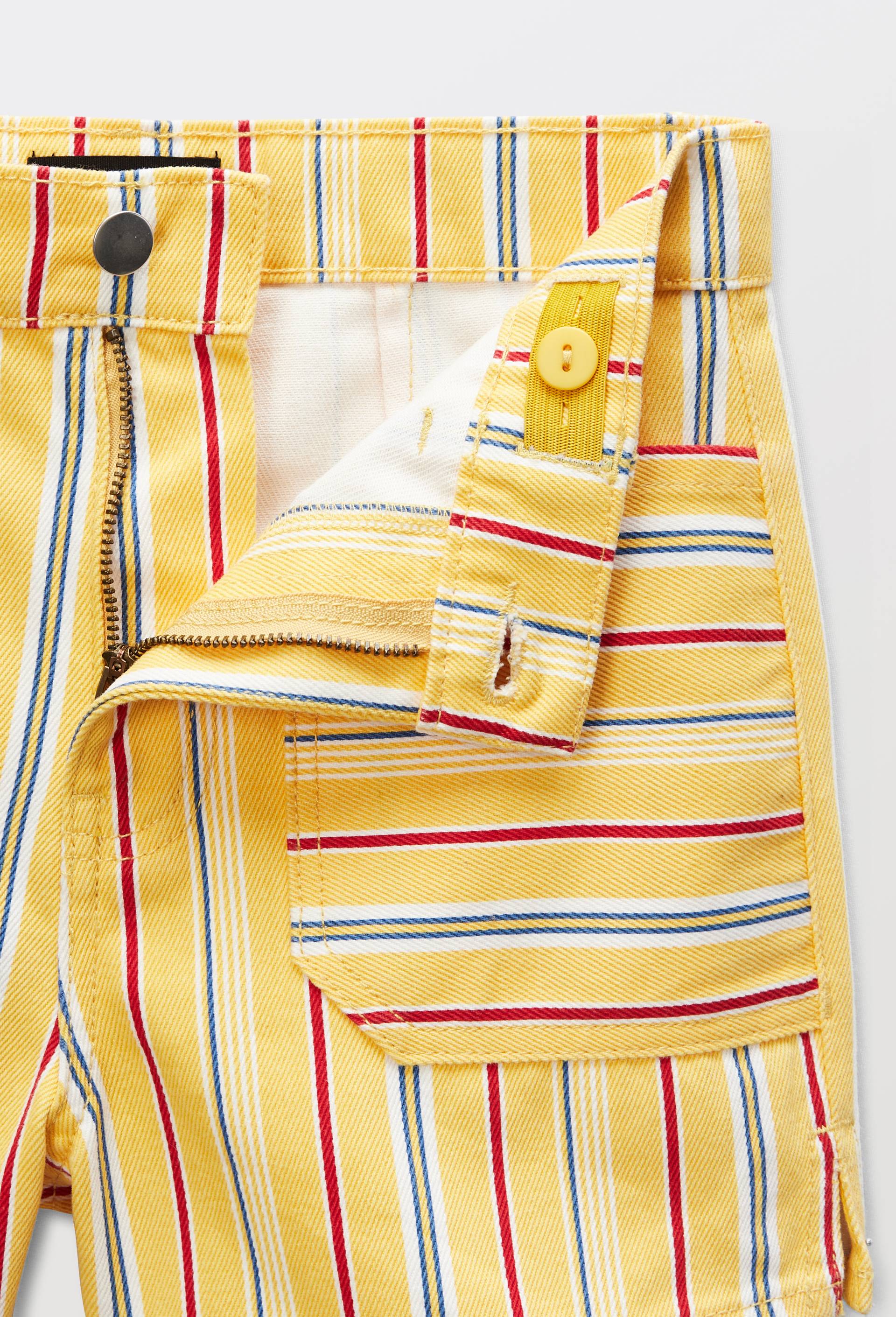 Short en twill ray&eacute;, Jaune, large image number 3