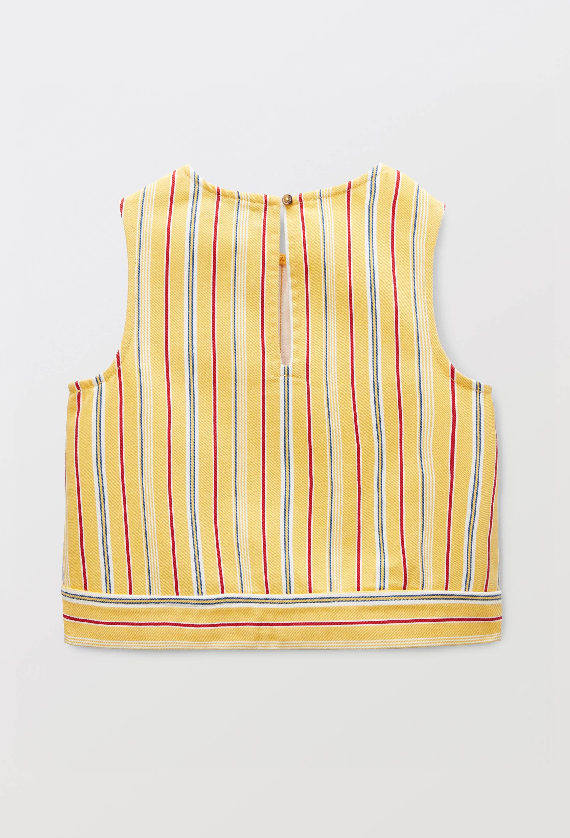 Blouse sans manches ray&eacute;e en coton, Jaune, large image number 2