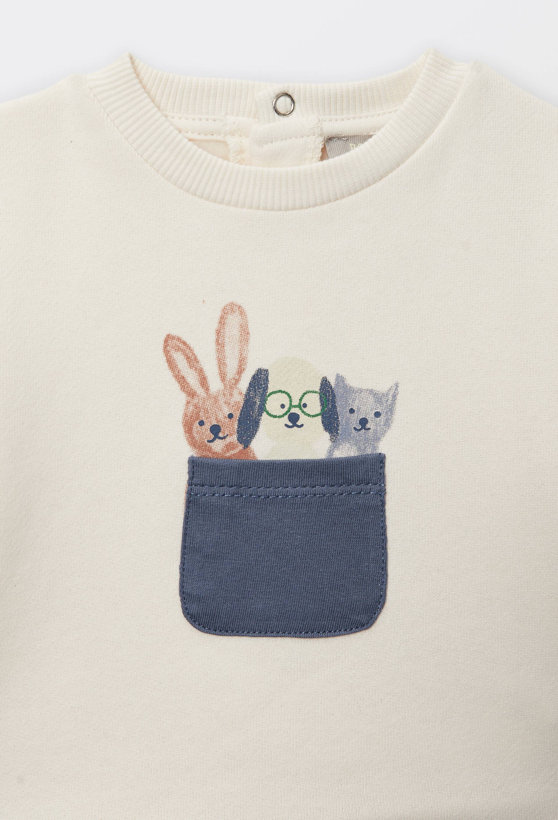 Ensemble en molleton en damier en coton BIO GOTS, Bleu fonc&eacute;, large image number 2