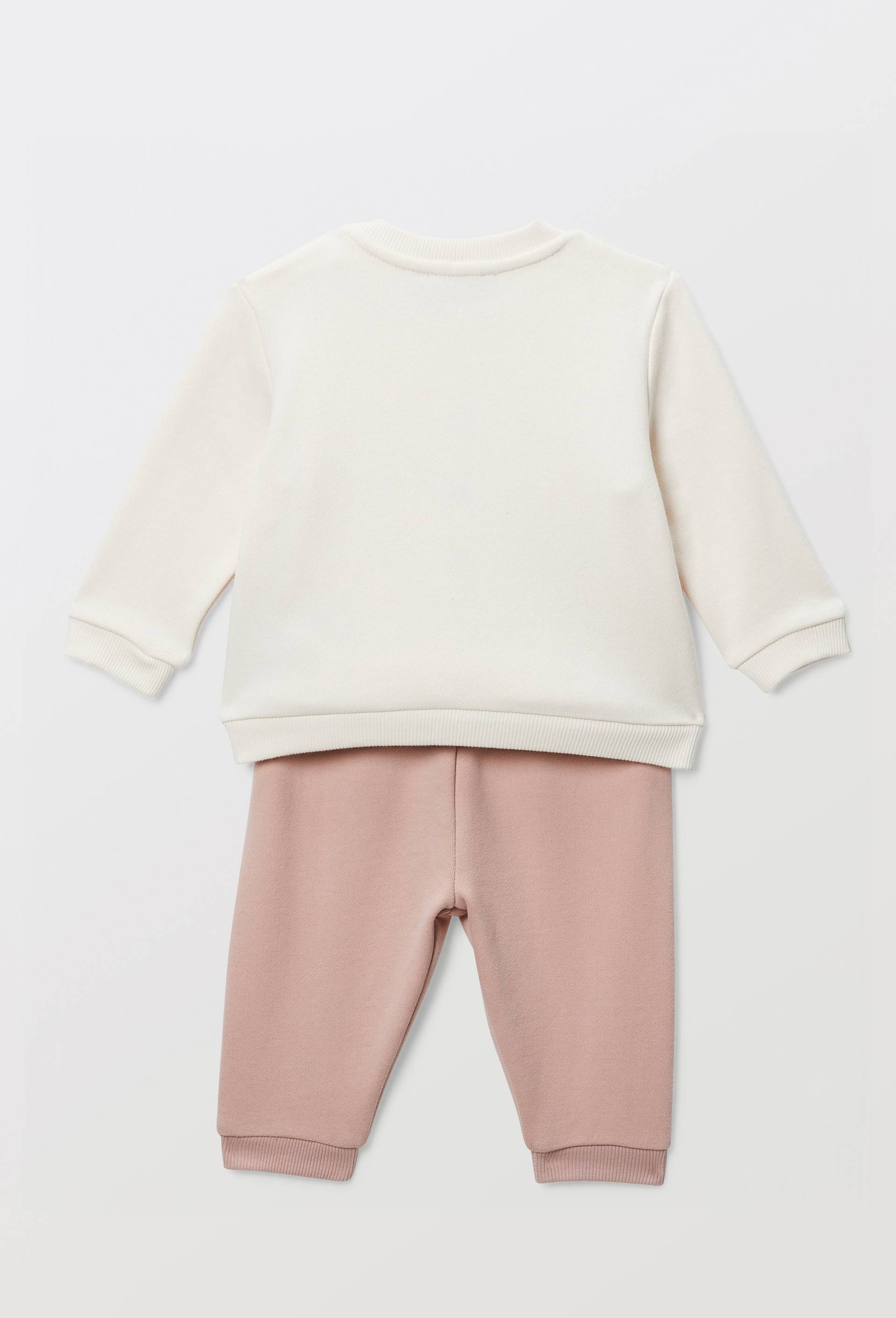 Ensemble en molleton brod&eacute; en coton BIO GOTS, Rose, large image number 1