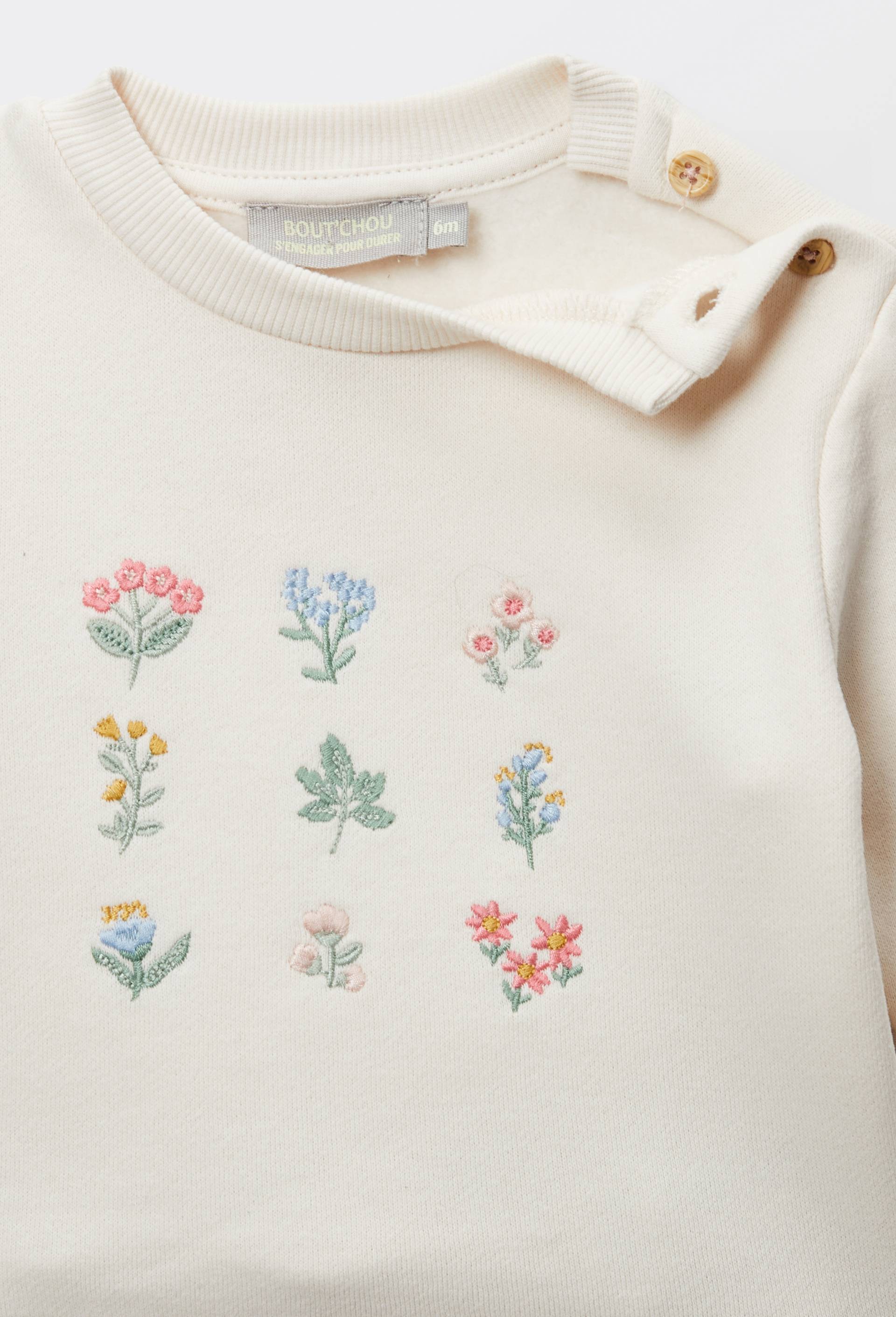 Ensemble en molleton brod&eacute; en coton BIO GOTS, Rose, large image number 2.0