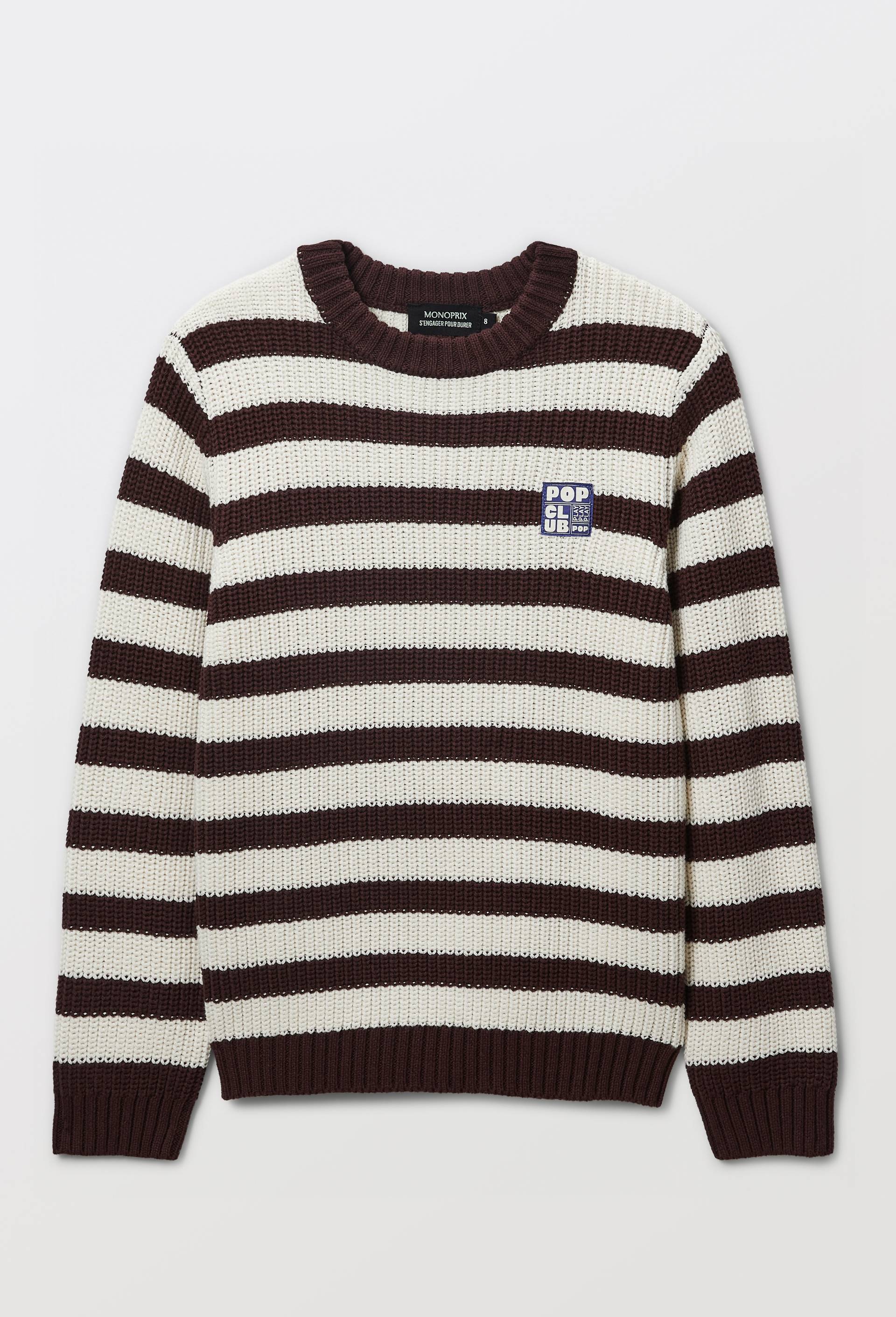 Pull maille avec patch en coton, Brun fonc&eacute;, large image number 2