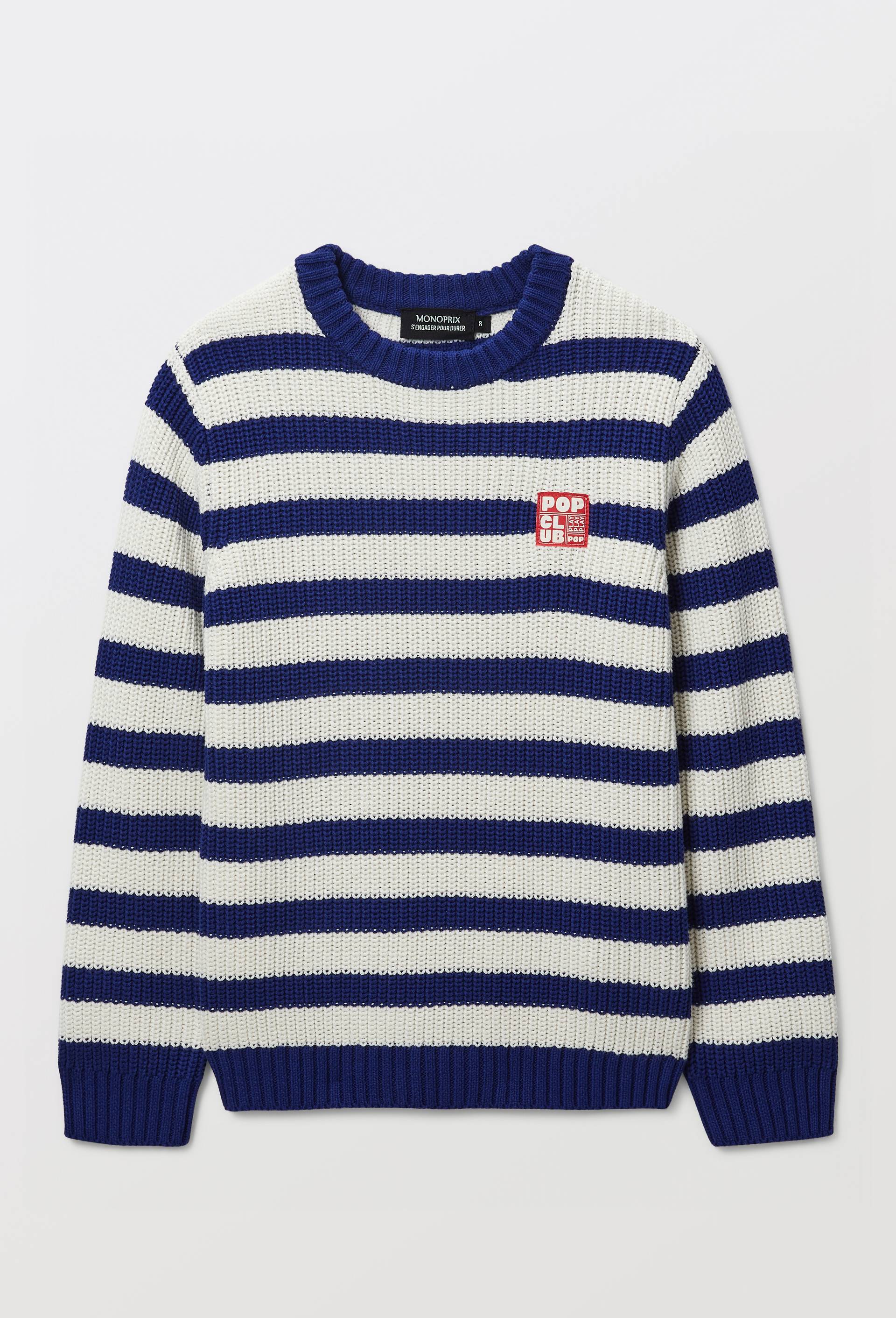 Pull maille avec patch en coton, Bleu fonc&eacute;, large image number 1