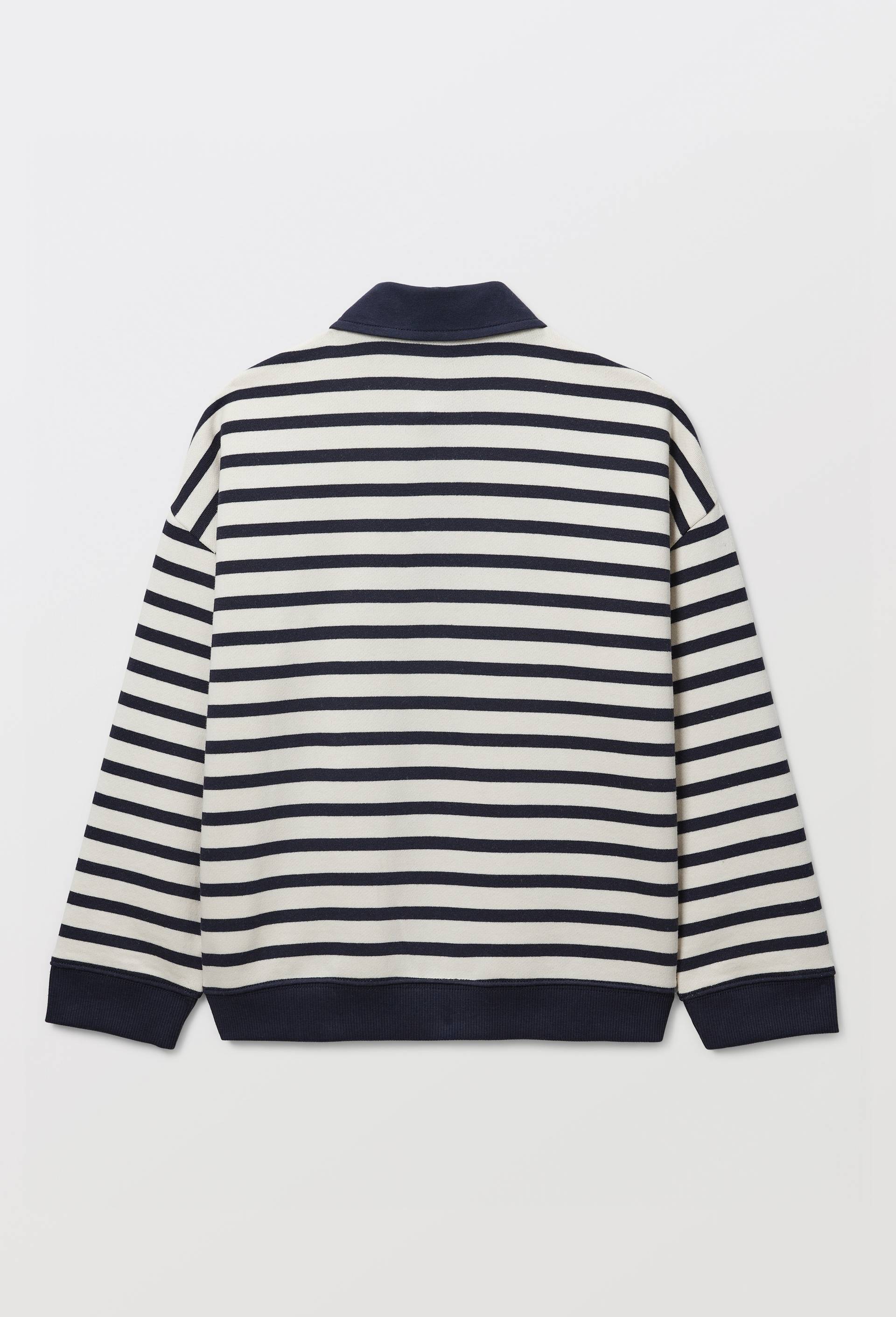 Sweat col polo en coton BIO GOTS, Bleu fonc&eacute;, large image number 2.0