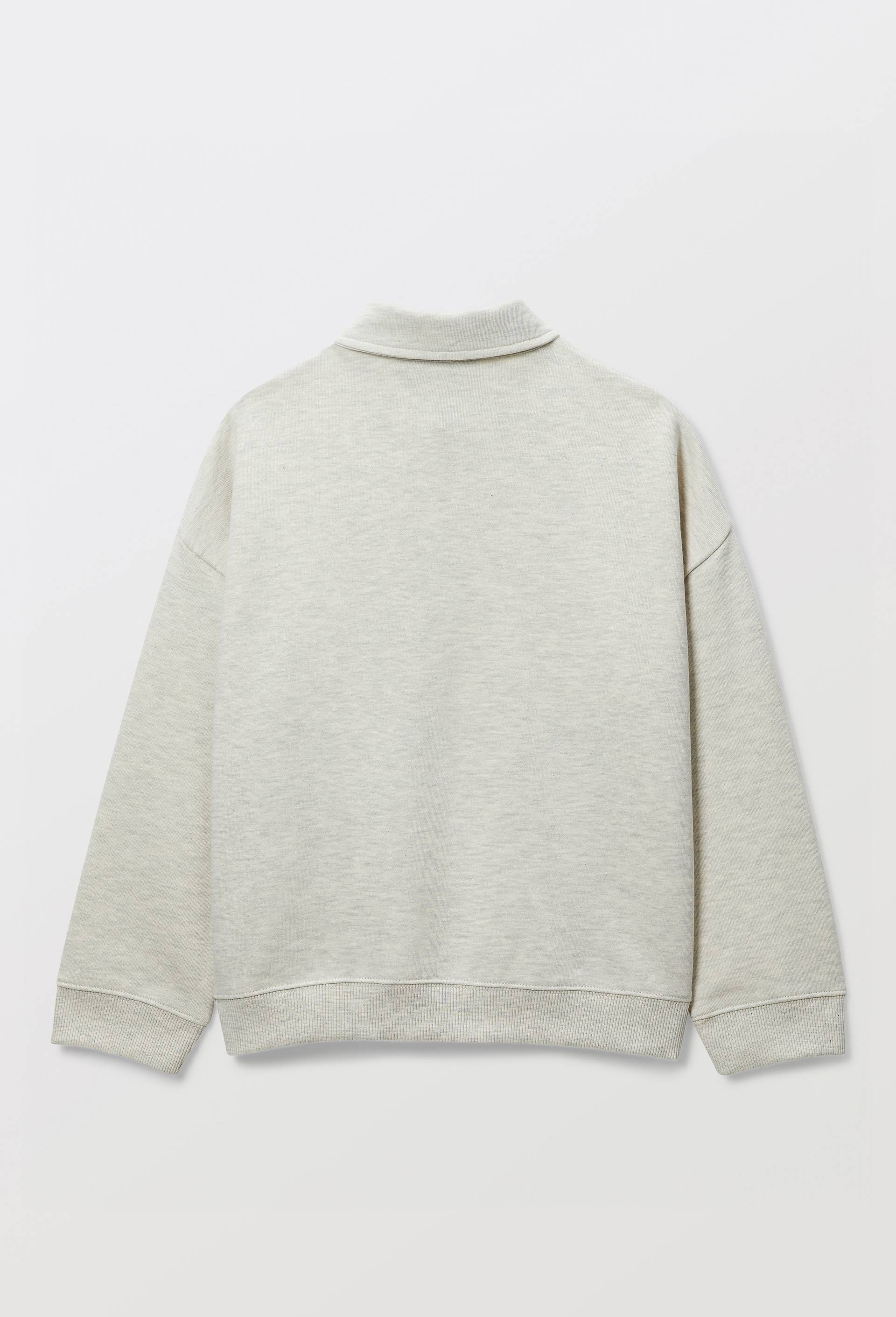 Sweat col polo en coton BIO GOTS, Beige, large image number 3