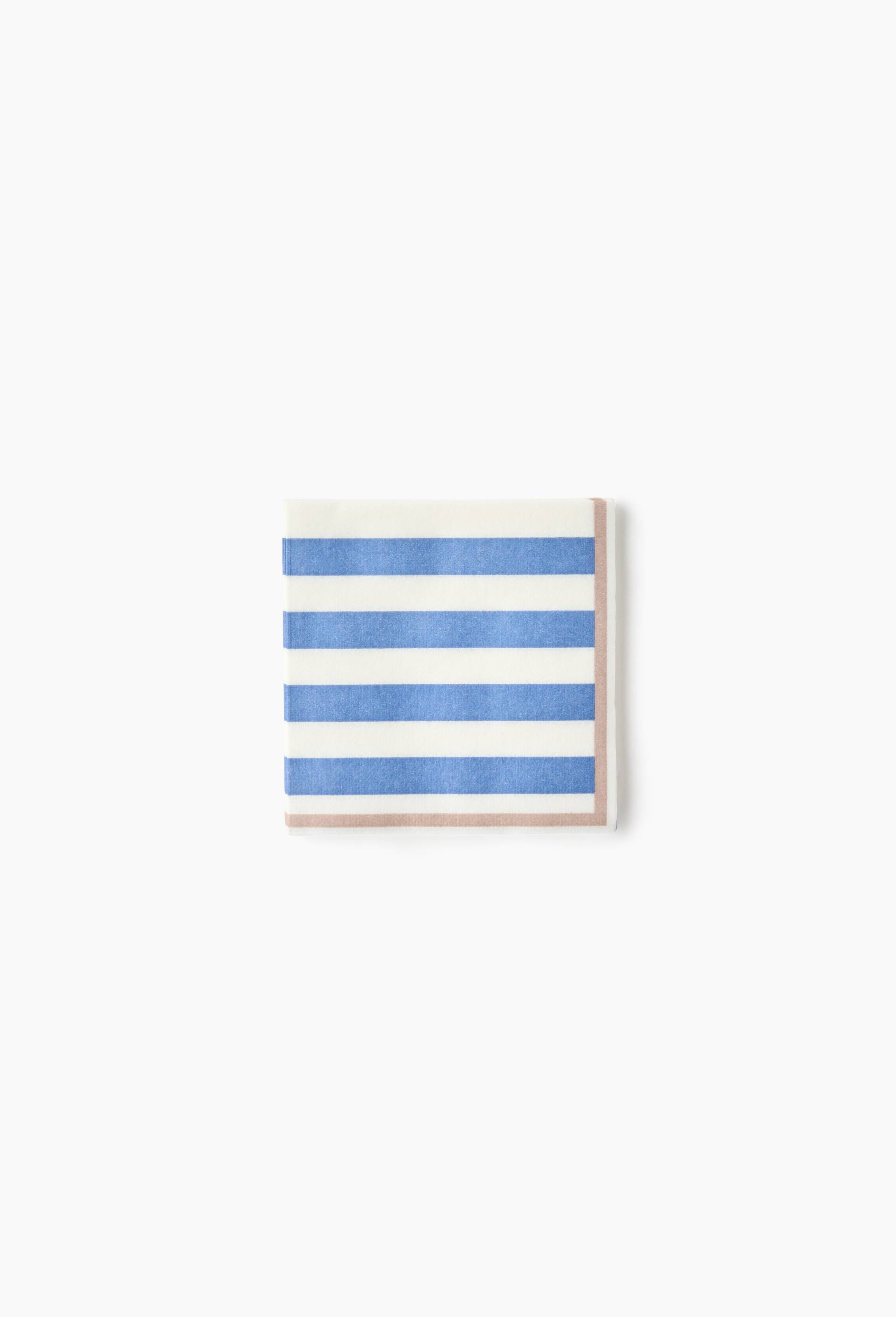 20 serviettes en papier imprim&eacute; rayures, 25x25cm, Bleu, large image number 0.0