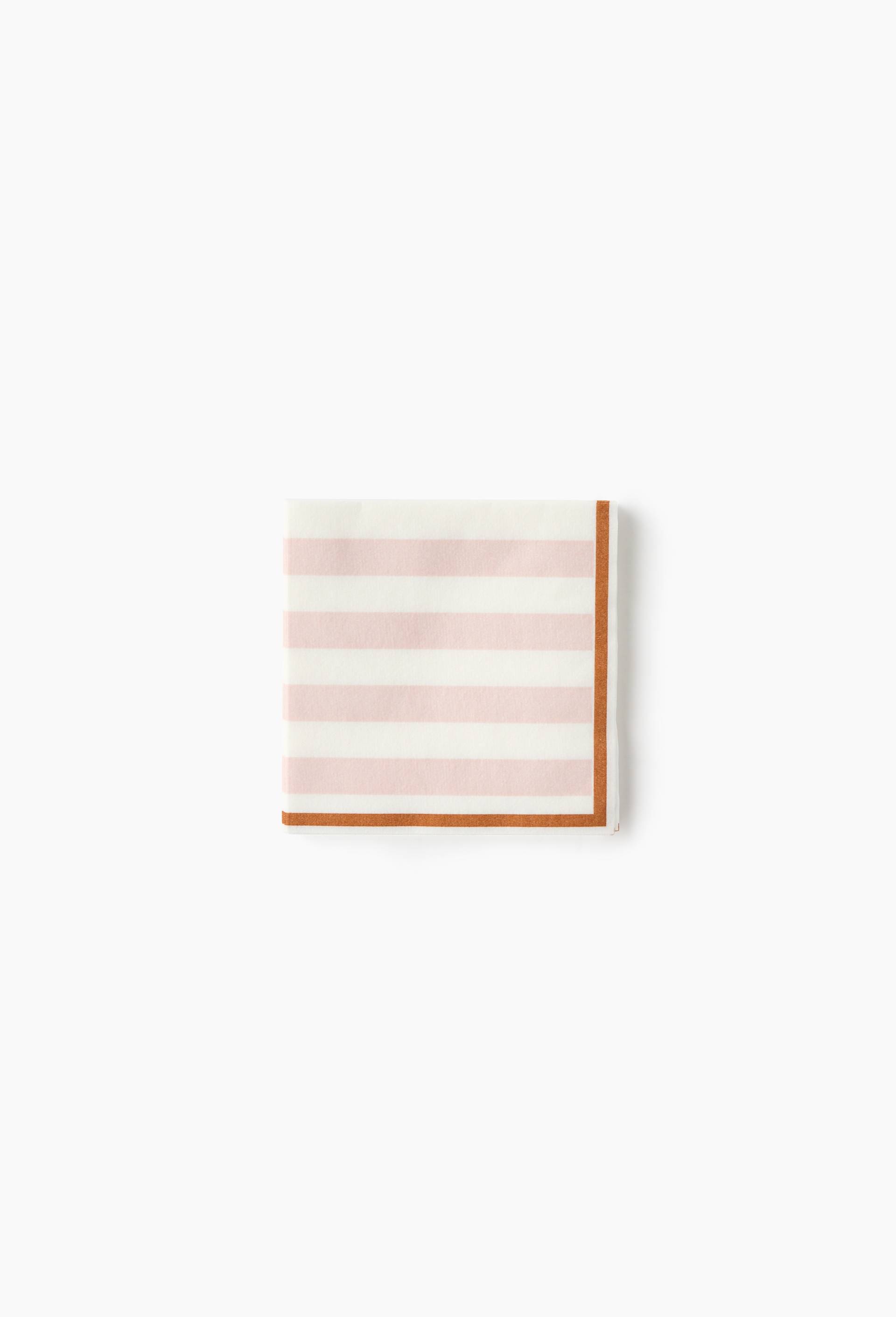 20 serviettes en papier imprim&eacute; rayures, 25x25cm, Rose clair, swatch image