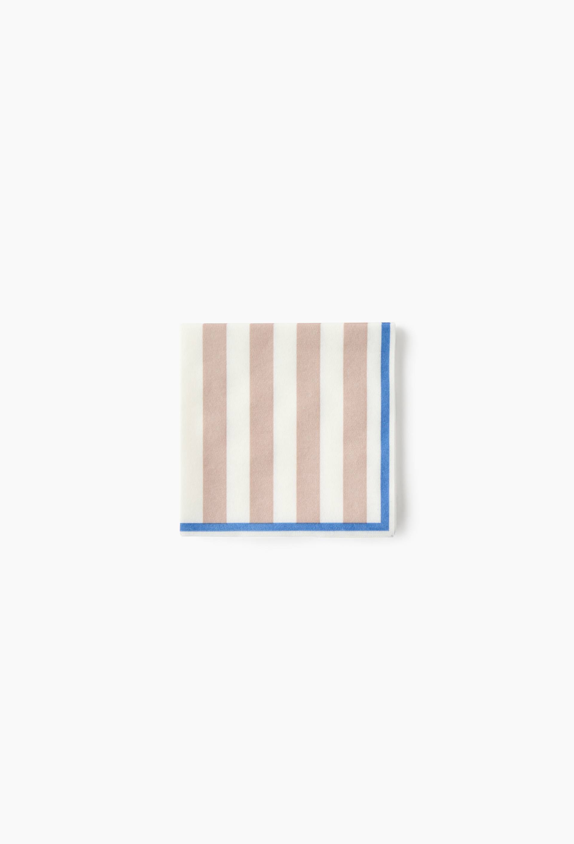 20 serviettes en papier imprim&eacute; rayures, 25x25cm, Brun clair, large image number 0
