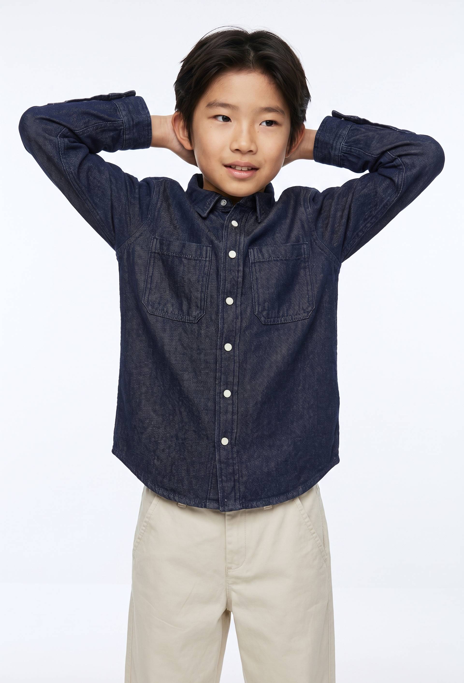 Chemise en jean en coton, Bleu fonc&eacute;, large image number 0.0