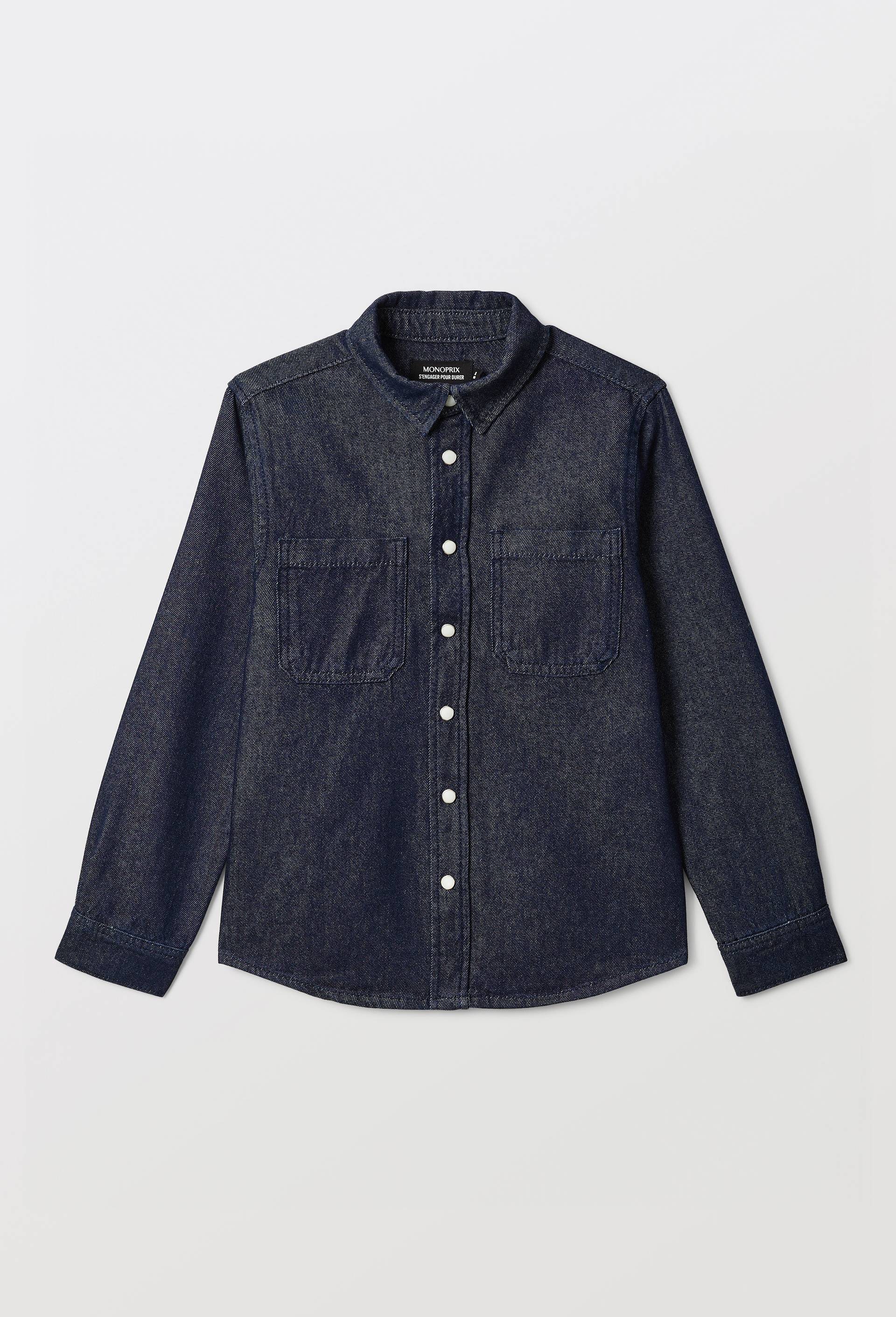 Chemise en jean en coton, Bleu fonc&eacute;, large image number 1.0