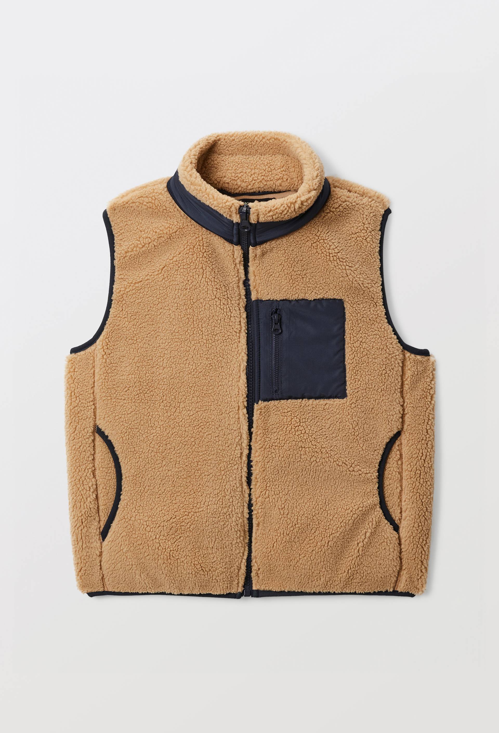 Veste sans manches uni en sherpa, Beige, large image number 1.0