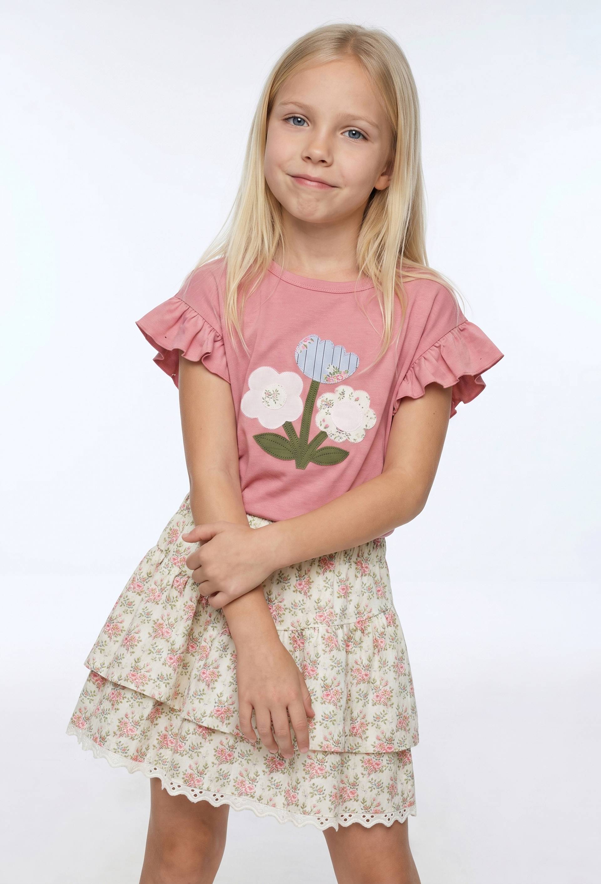 T-shirt manches courtes fleurs, Rose, large image number 0