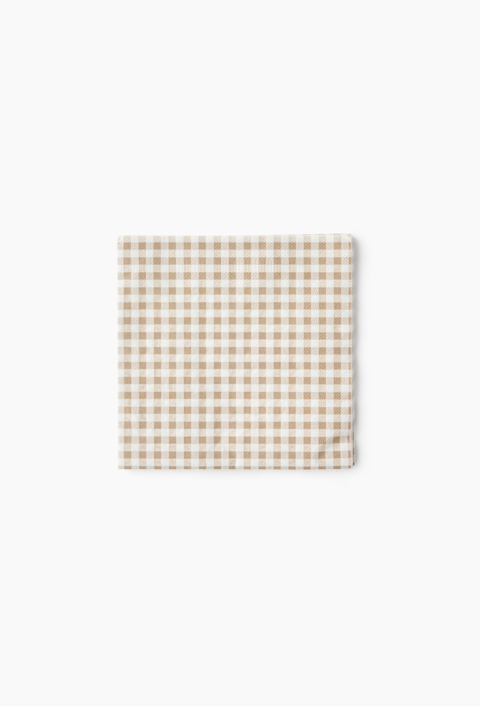 20 serviettes en papier vichy, 30x30cm, Brun clair, large image number 0