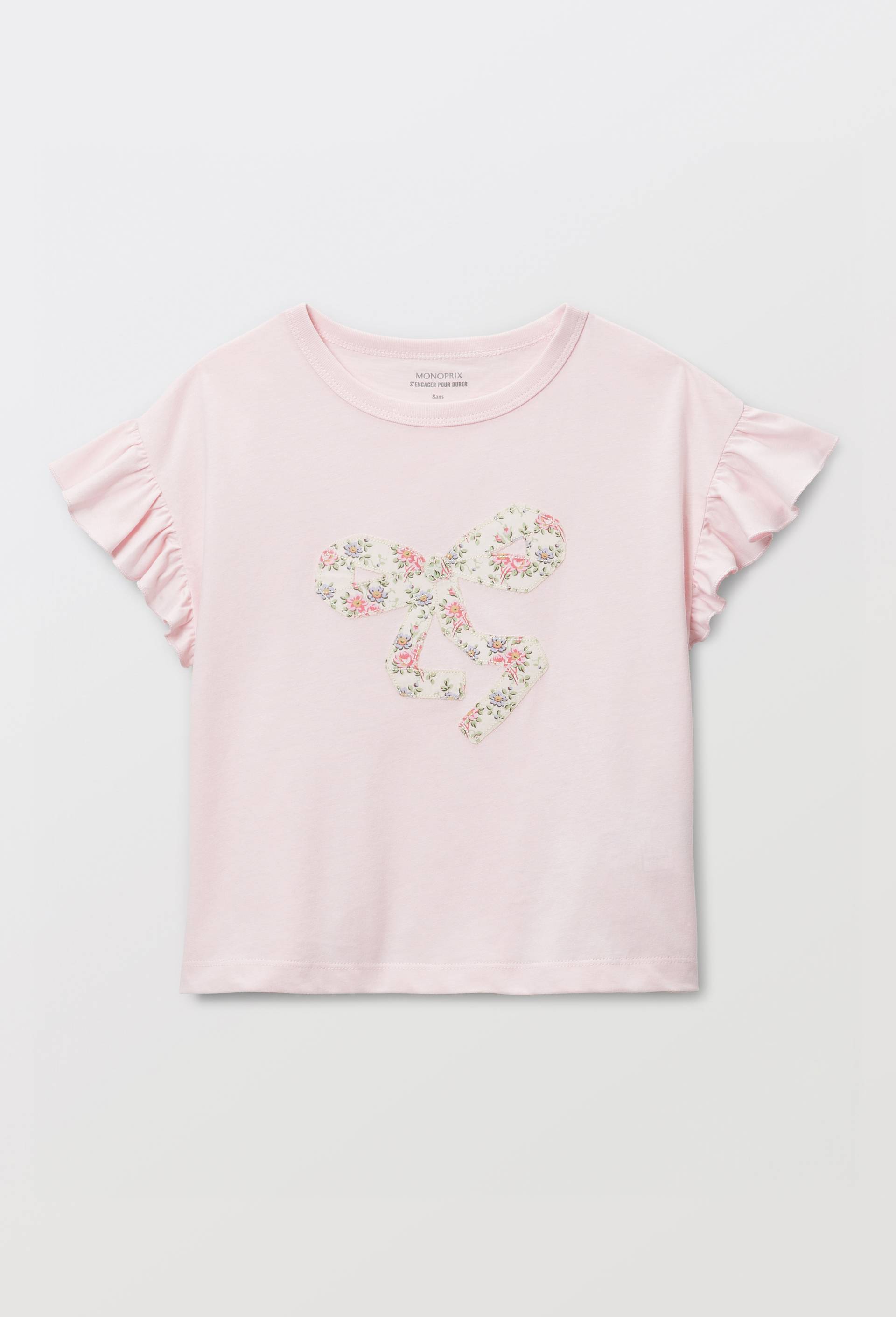 T-shirt manches courtes noeud, Rose, large image number 1.0