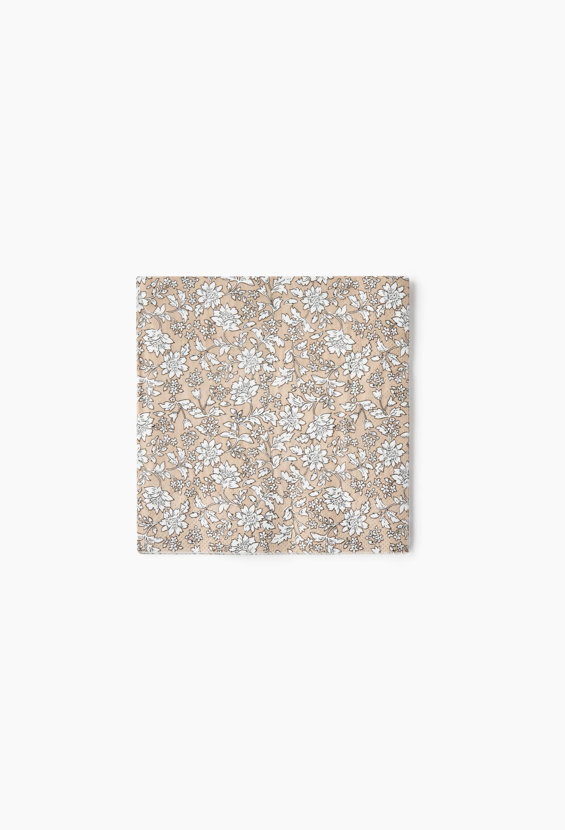 20 serviettes floral, 33x33cm, Brun clair, swatch image