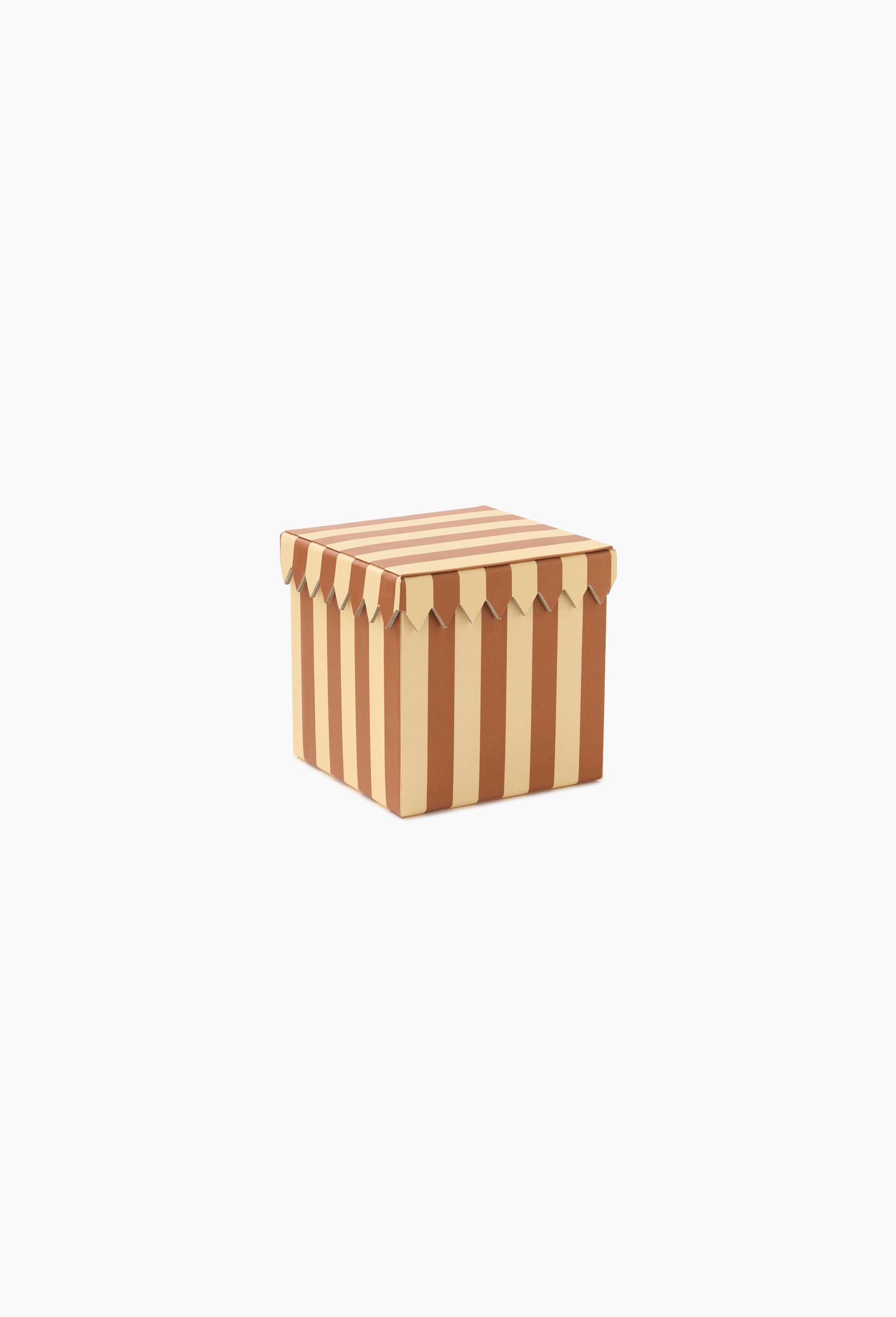 Bo&icirc;te &agrave; rayures, 13x12.5cm, en papier - MESTIZ x MONOPRIX, Brun, large image number 0