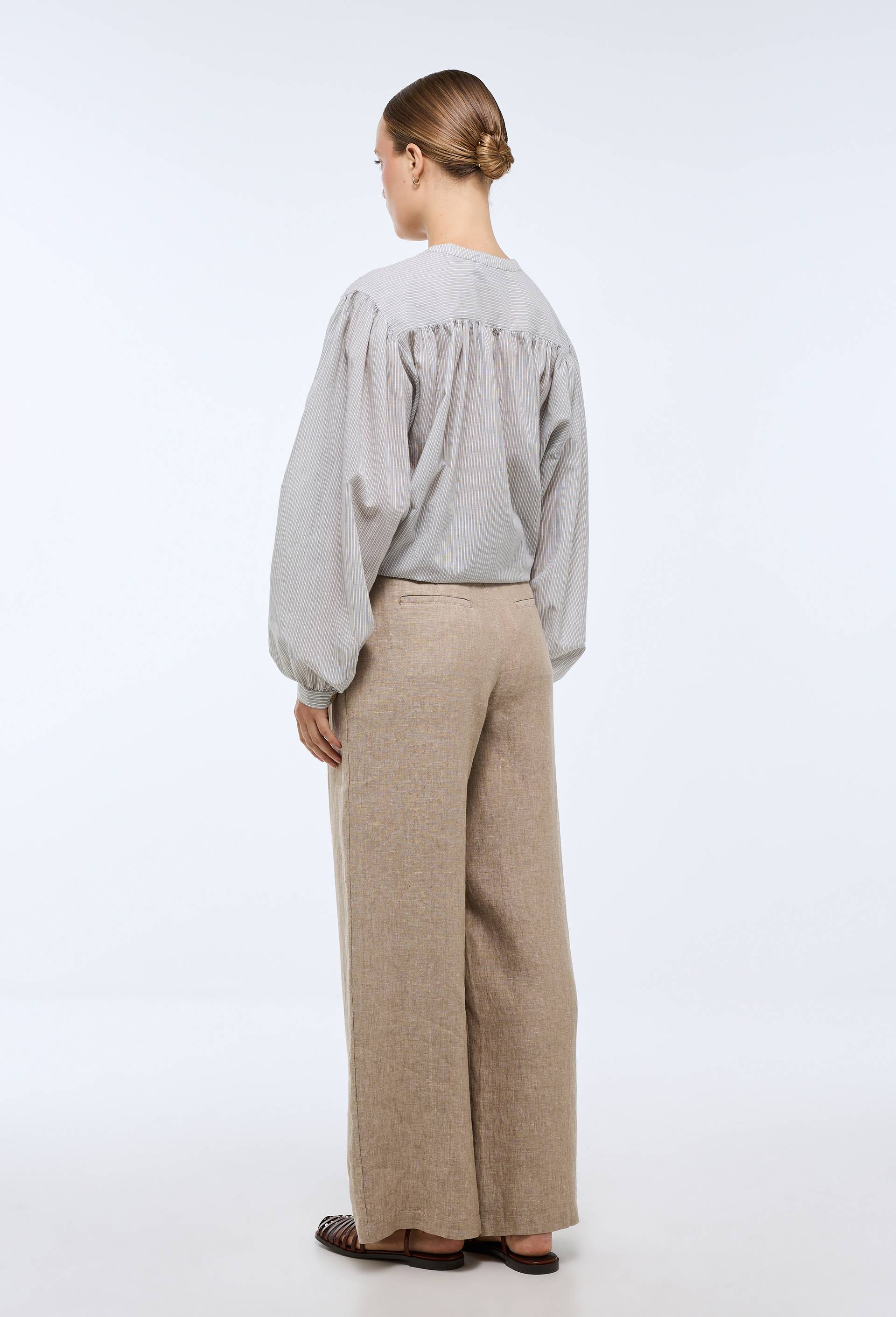 Pantalon &agrave; pinces en lin, Beige, large image number 3