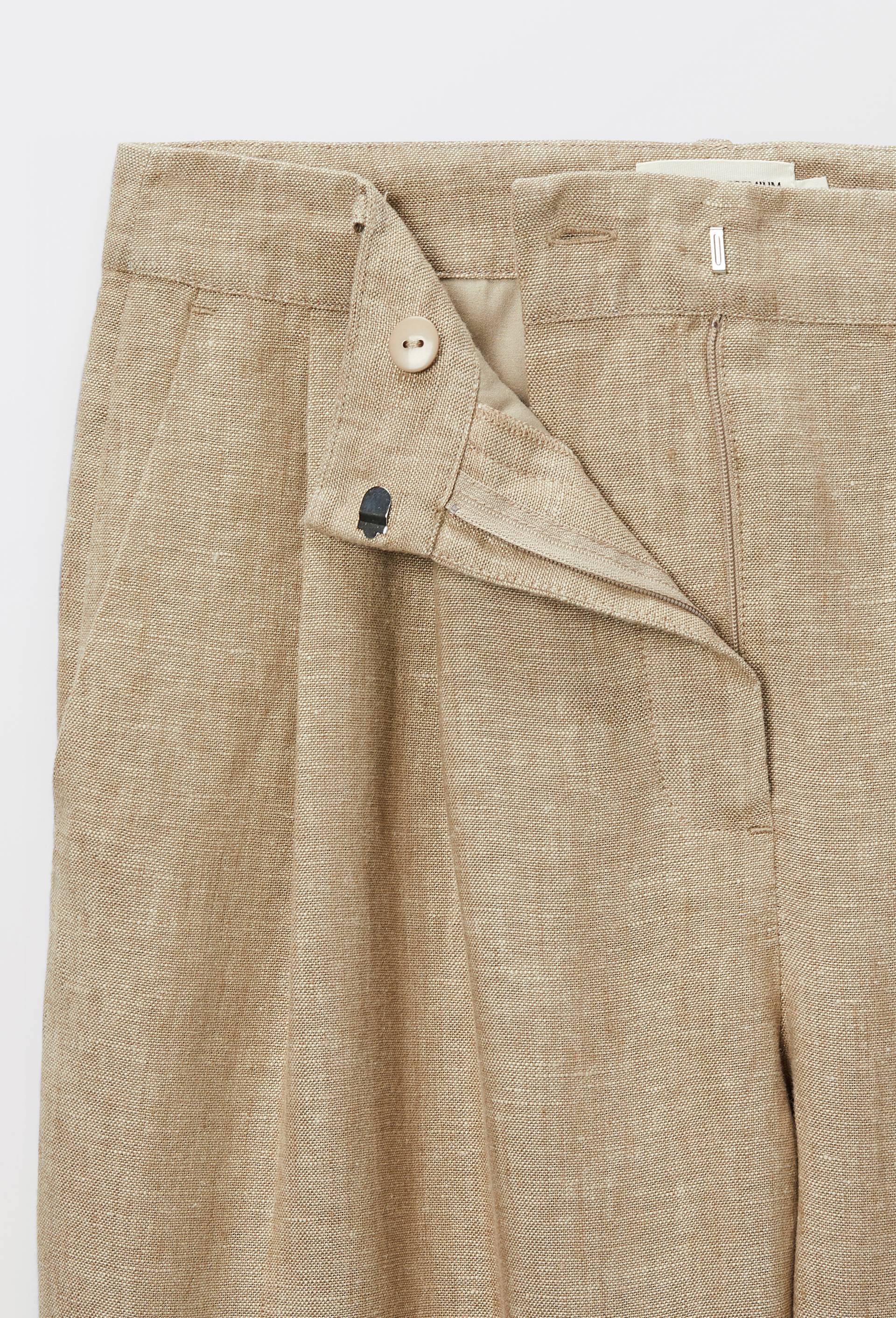 Pantalon &agrave; pinces en lin, Beige, large image number 5.0