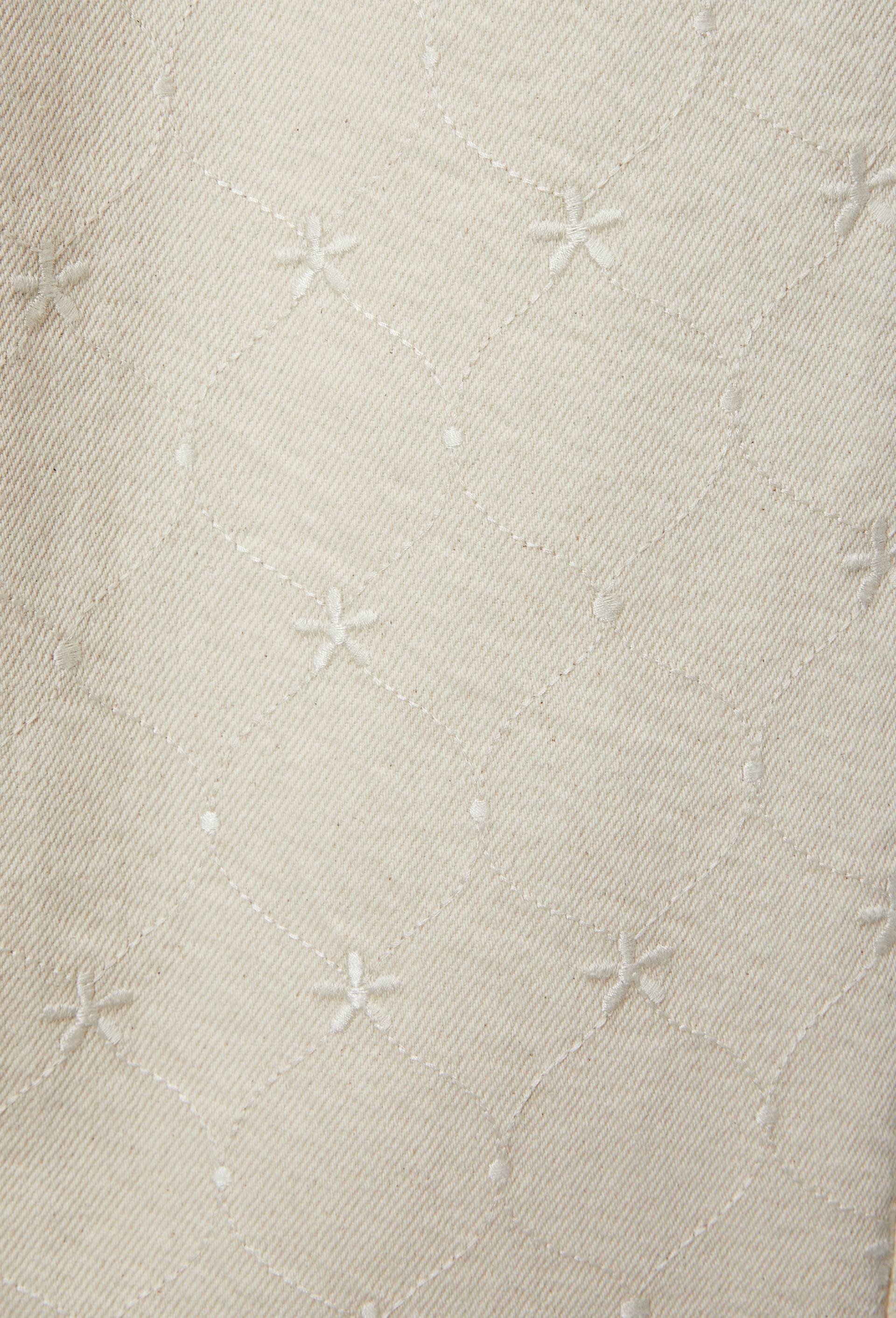 Pantalon large brod&eacute; en twill de coton, Beige clair, large image number 4.0