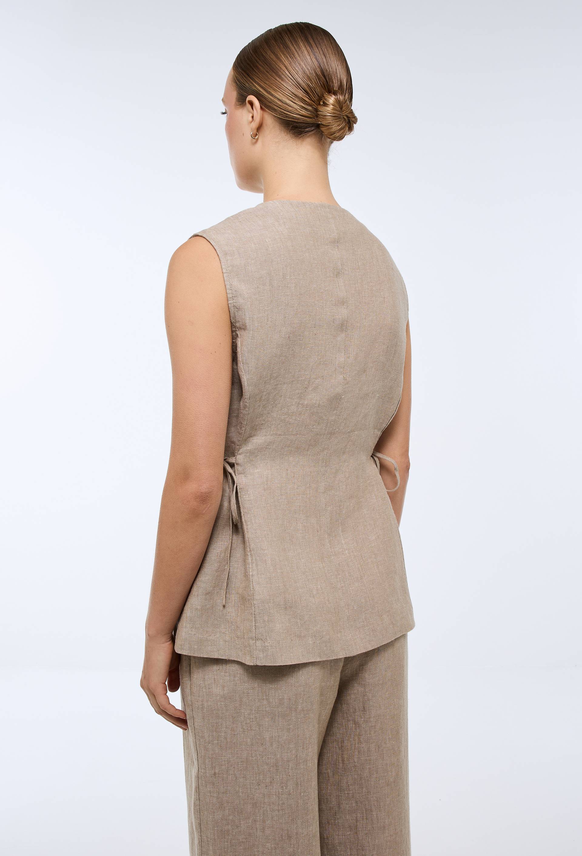 Gilet en lin sans manches, Beige, large image number 3