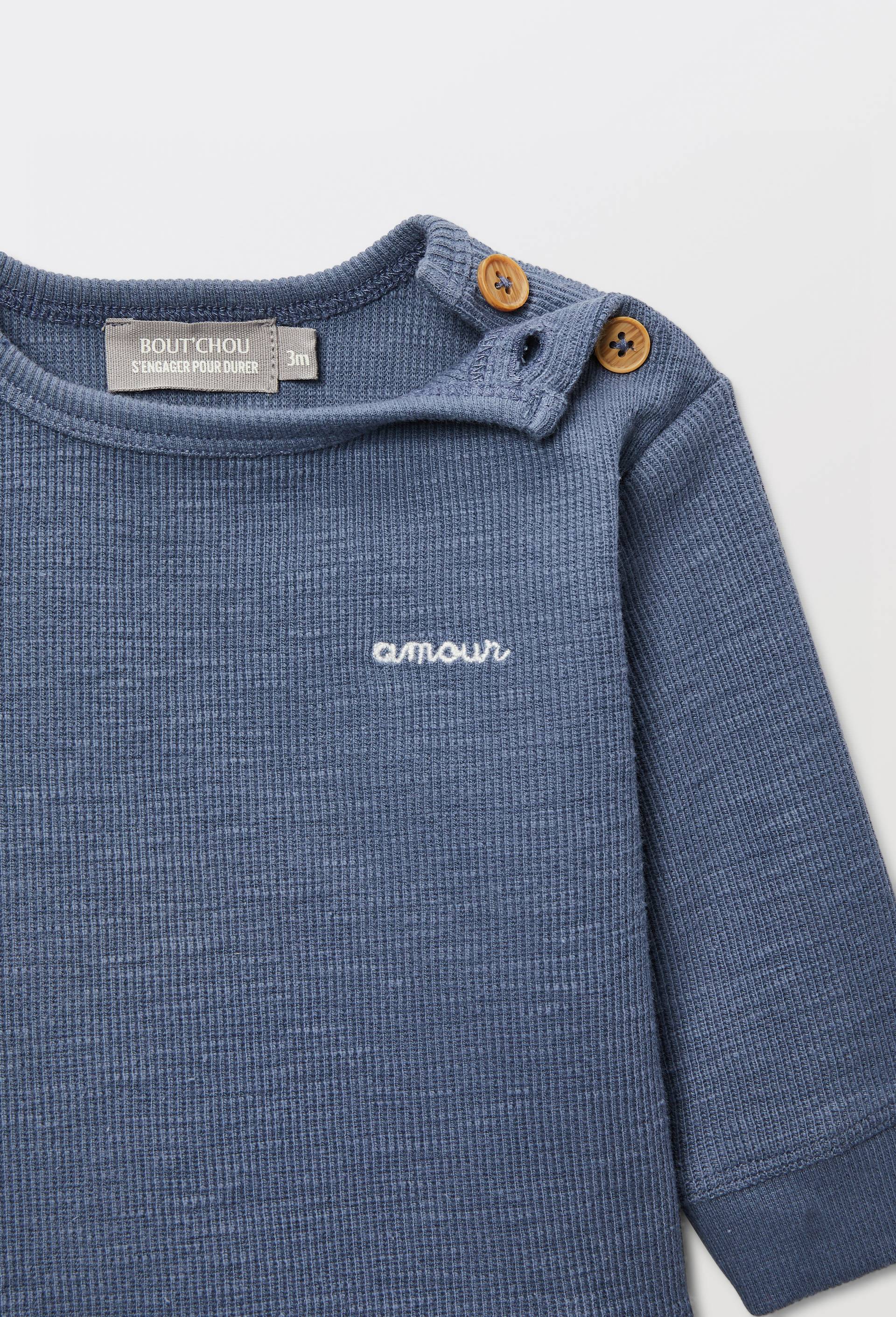 Ensemble sweat brod&eacute; et pantalon en coton BIO GOTS, Bleu fonc&eacute;, large image number 3.0