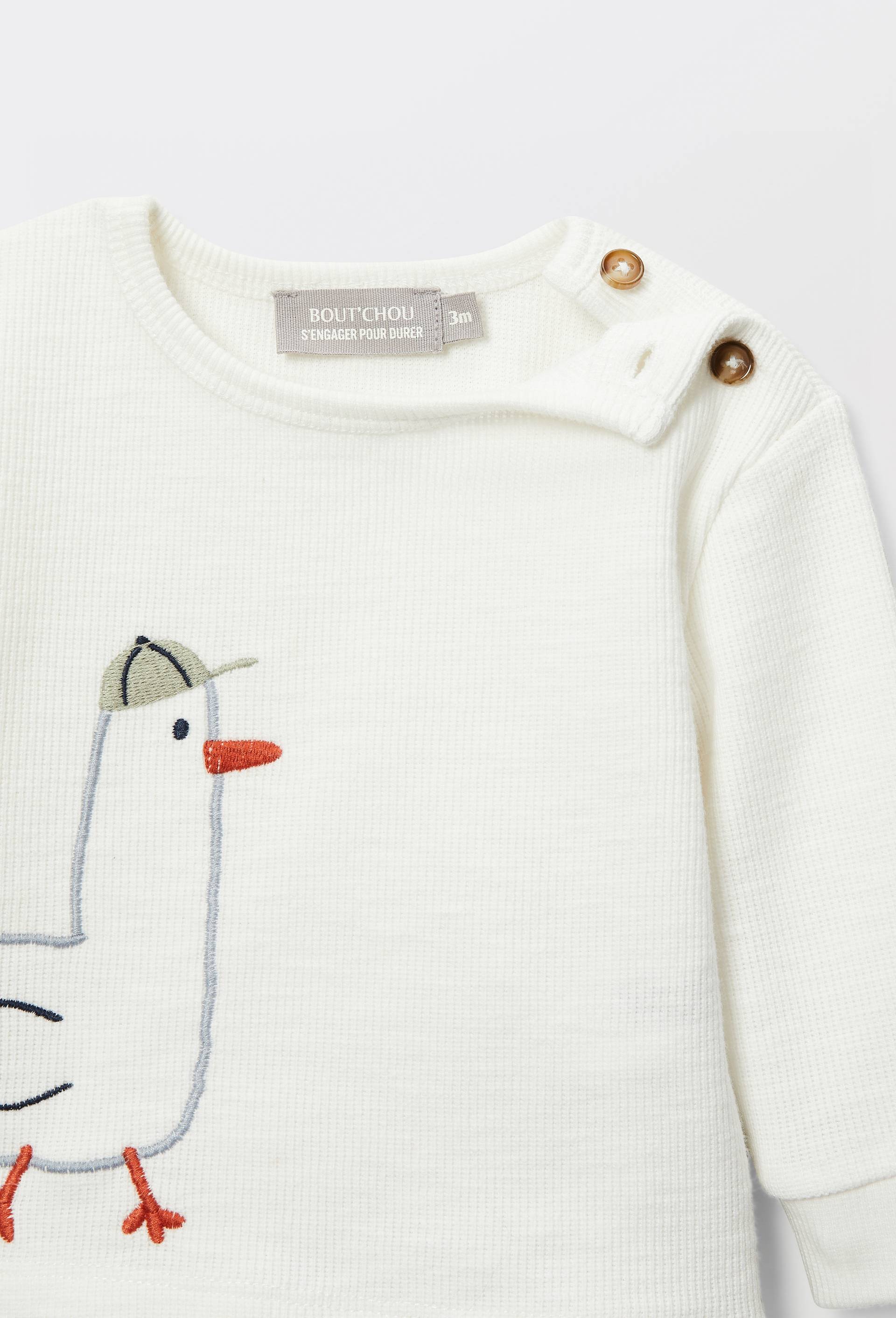 Ensemble sweat brod&eacute; et pantalon en coton BIO GOTS, Ecru, large image number 3.0