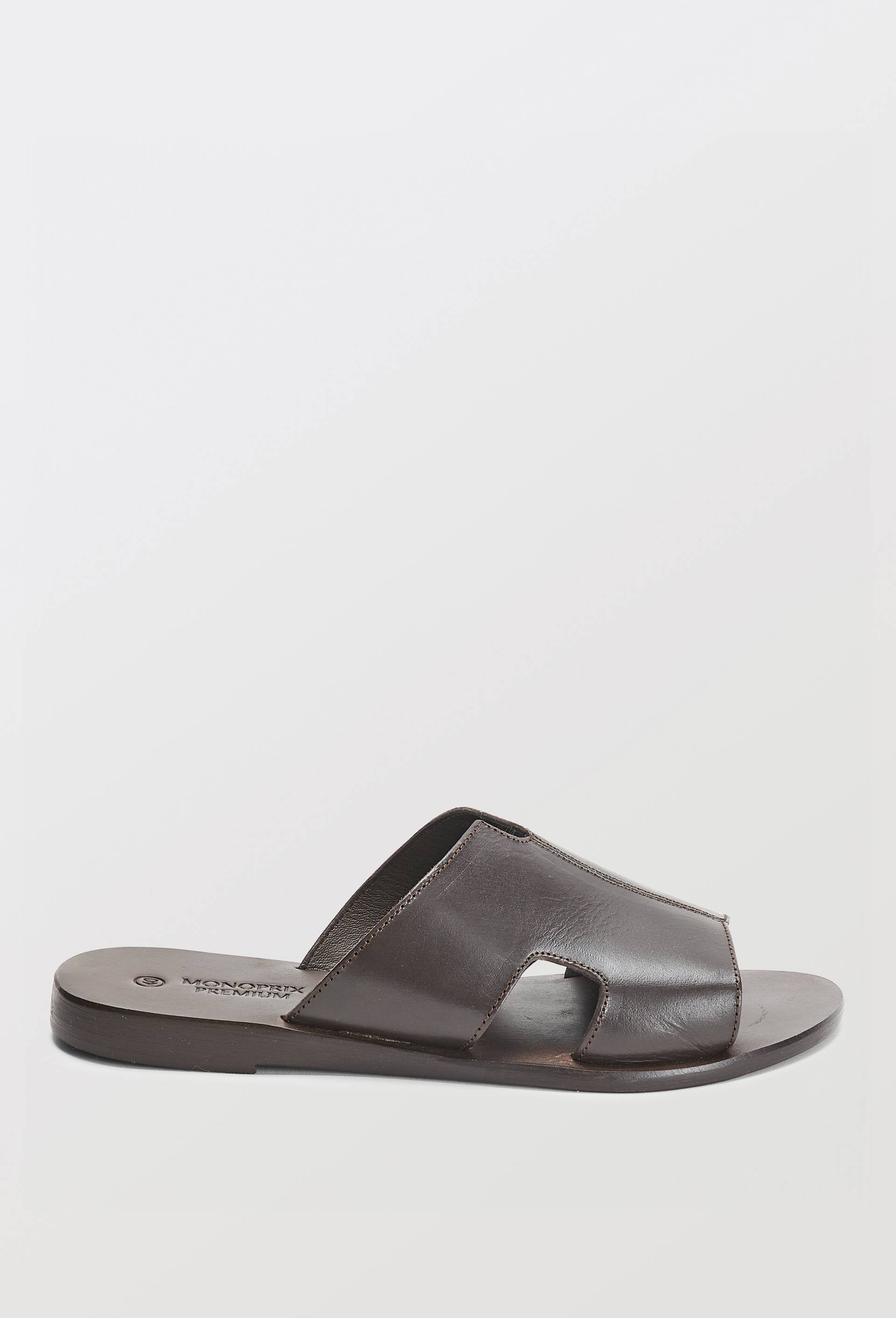 Mules en cuir, Brun fonc&eacute;, large image number 1