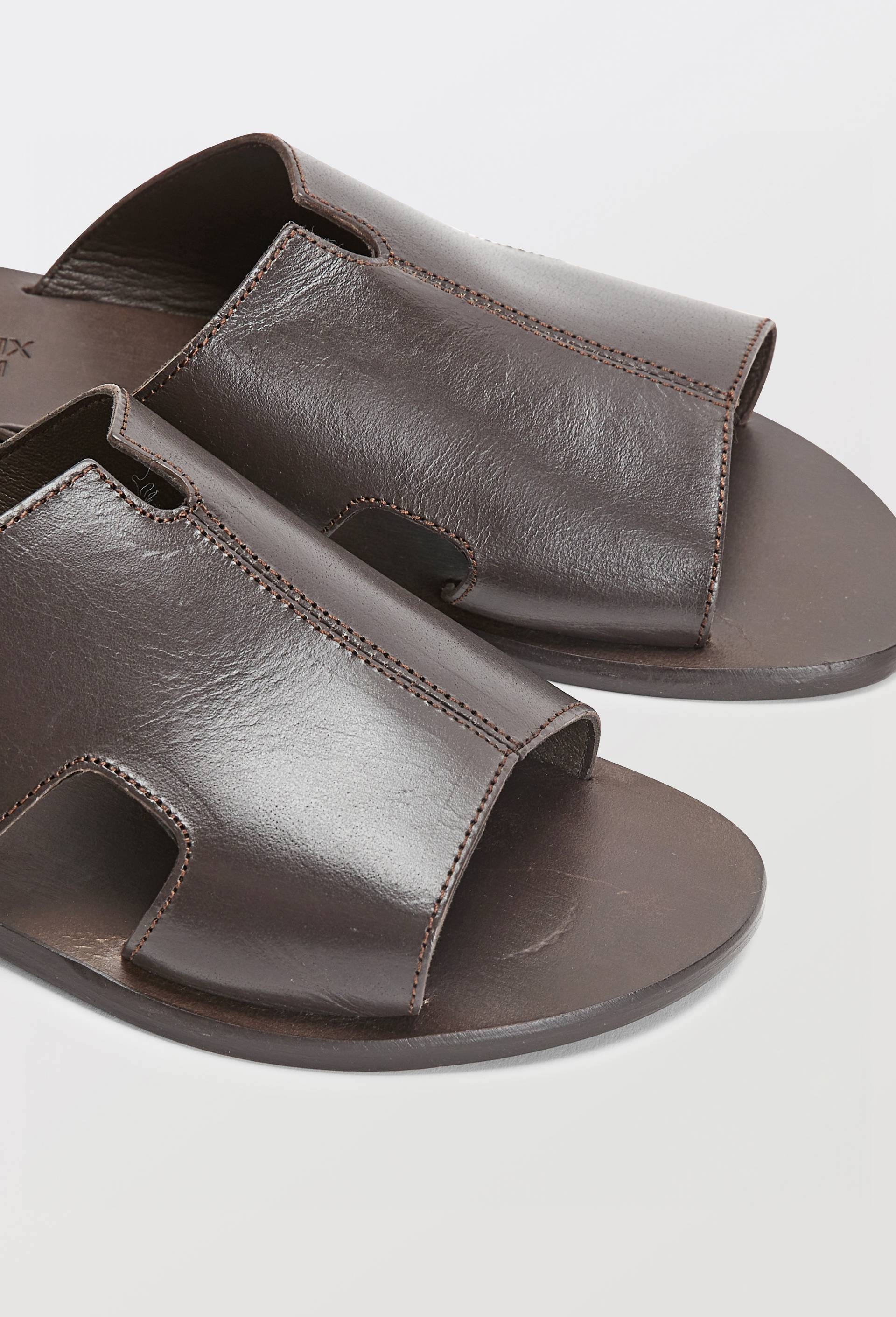 Mules en cuir, Brun fonc&eacute;, large image number 2