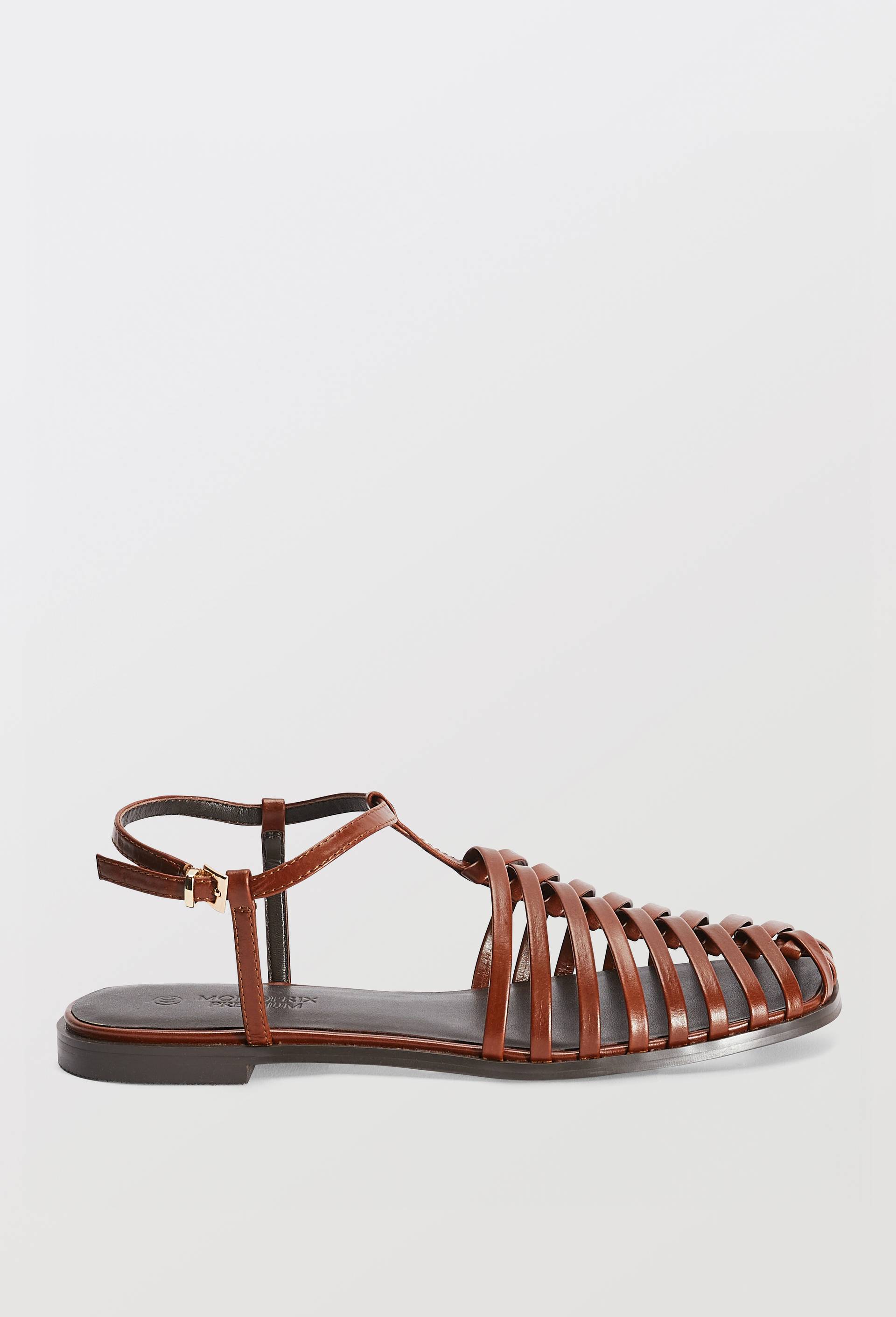 Sandales multi brides en cuir, Brun, large image number 3