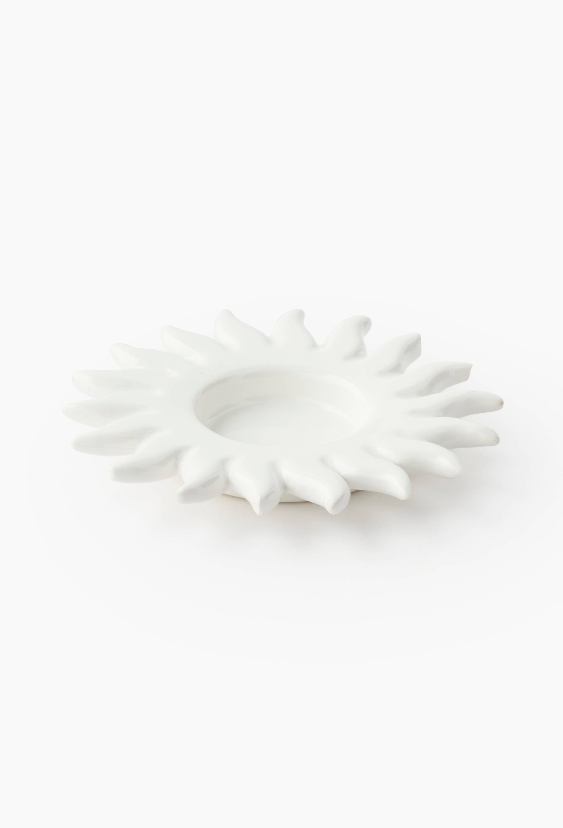 Bougeoir en forme soleil,11x1,5cm, en dolomite, Blanc, large image number 1.0