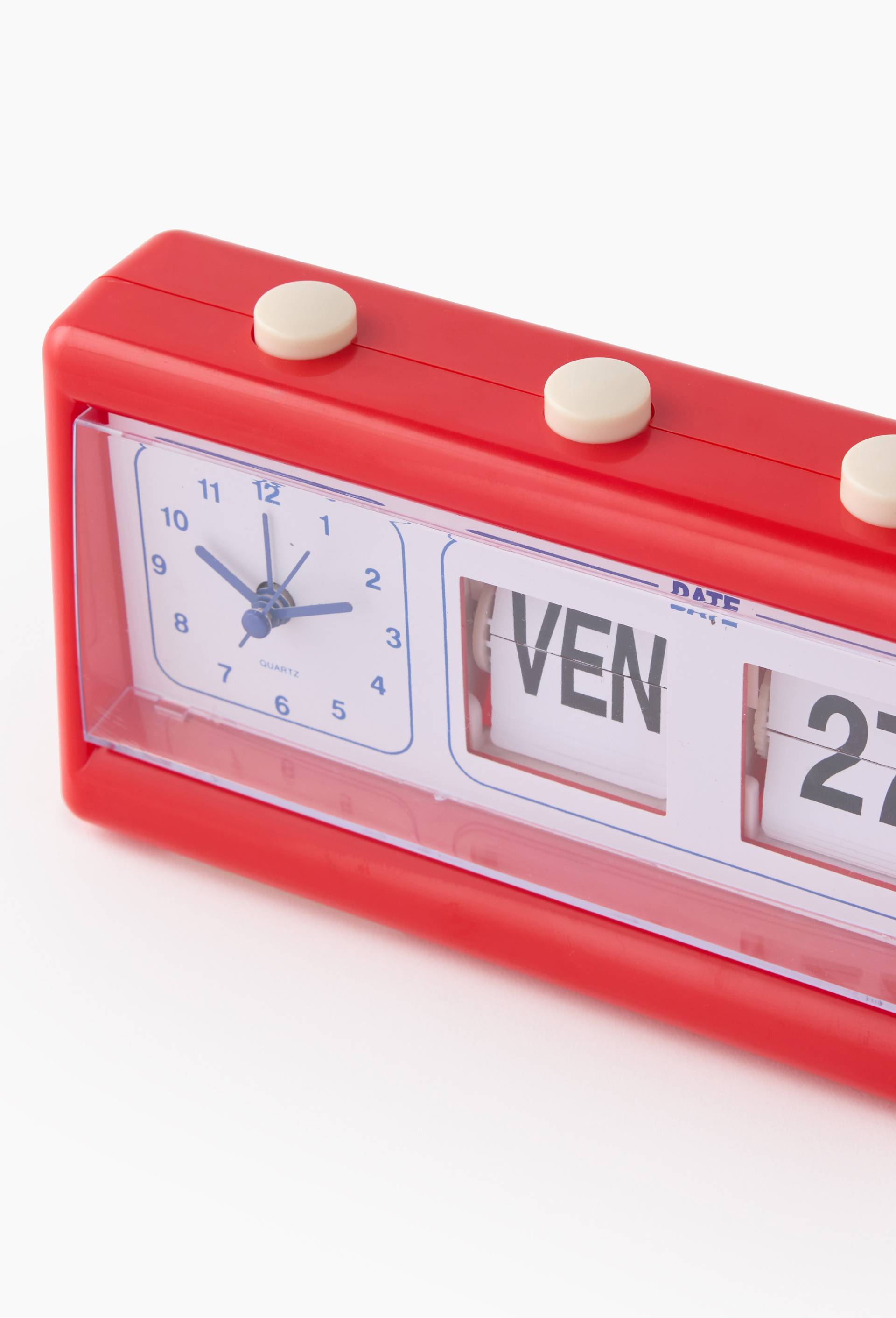 R&eacute;veil vintage, 19x6x11 cm, en plastique, Rouge, large image number 2.0