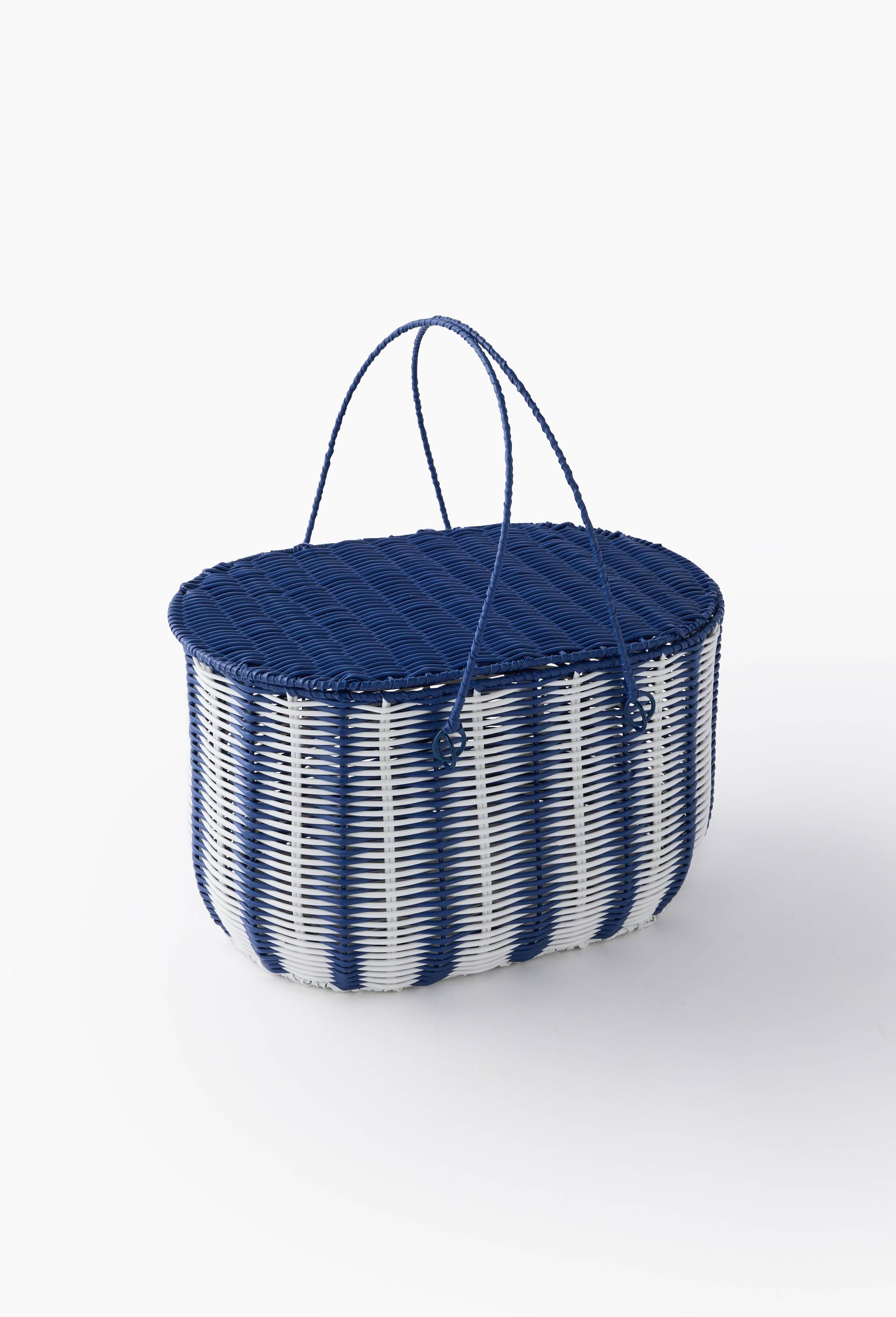 Panier picnic, 42x27x22cm, en plastique et m&eacute;tal, Rouge, large image number 0