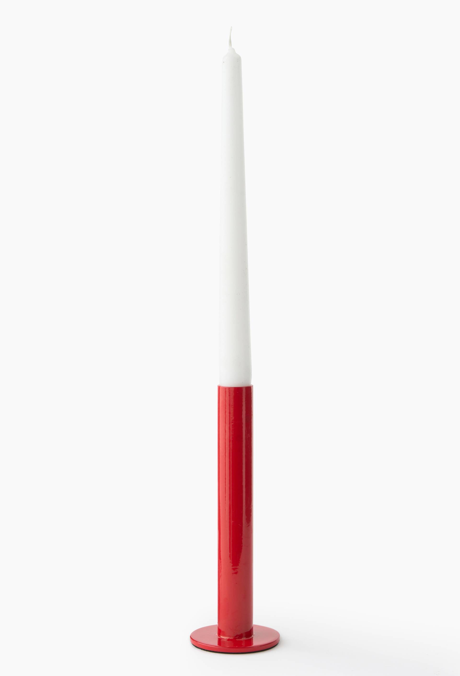 Bougeoir tube, en acier, Rouge, swatch image