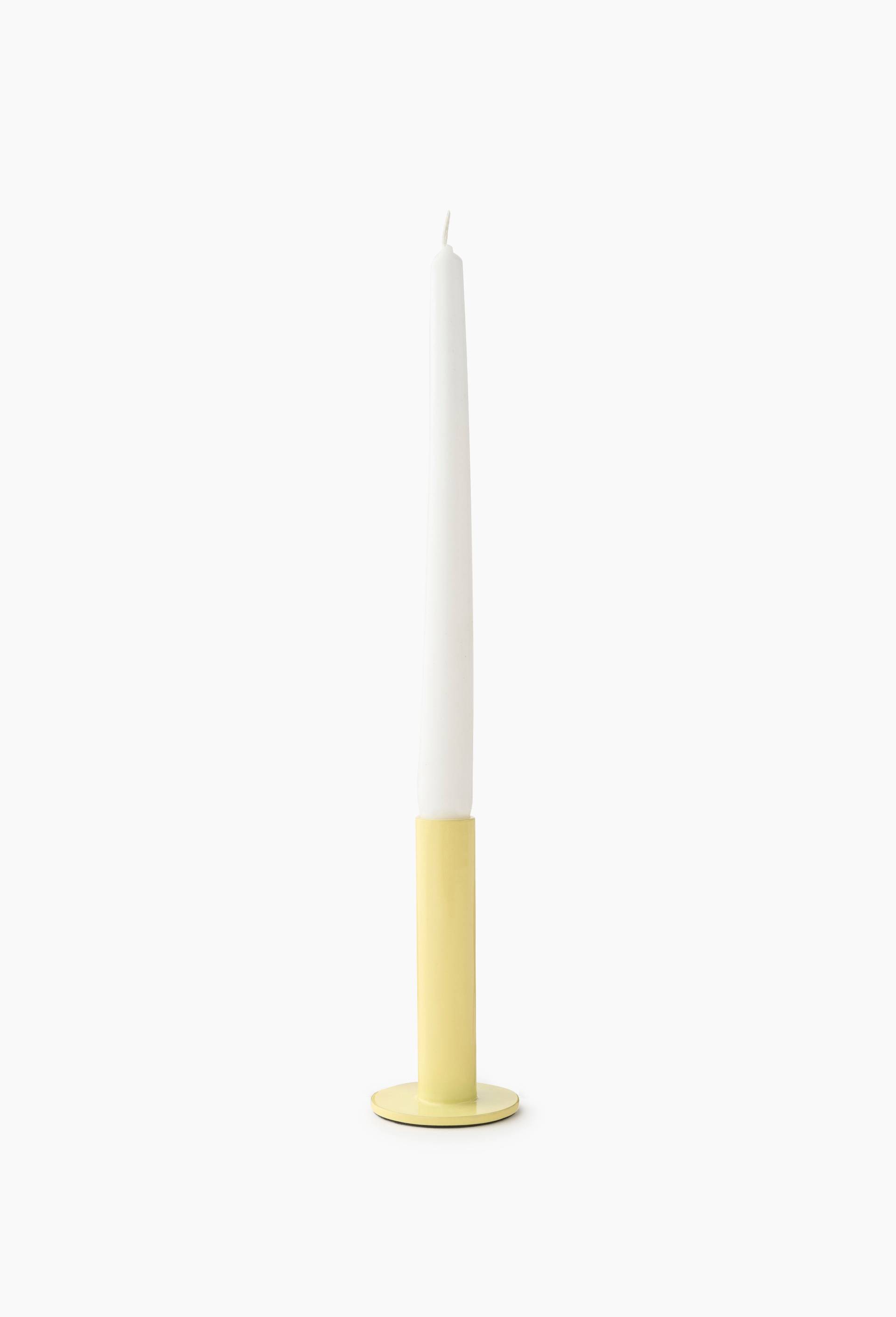 Bougeoir tube, en acier, Jaune clair, swatch image
