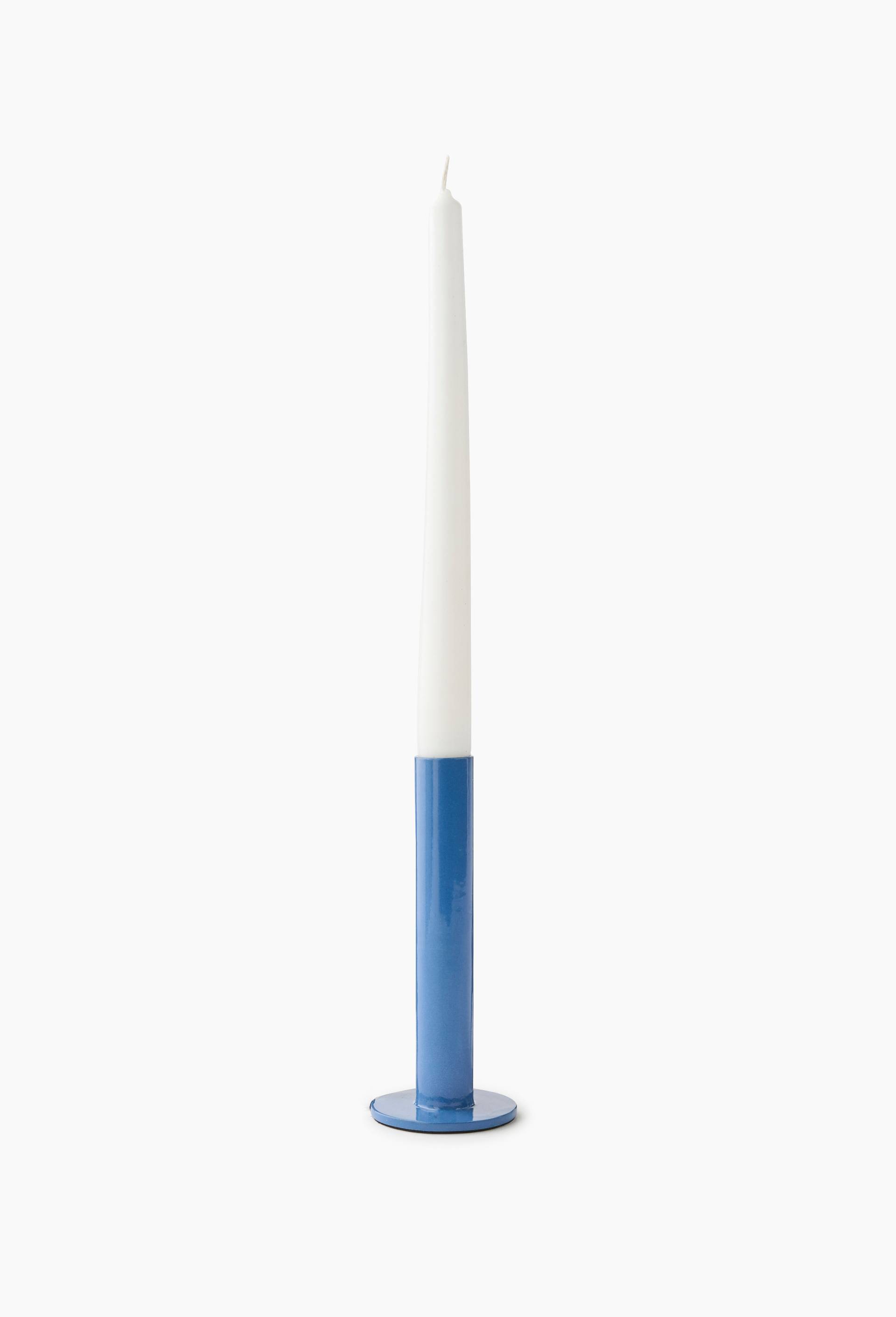 Bougeoir tube, en acier, Bleu, large image number 0