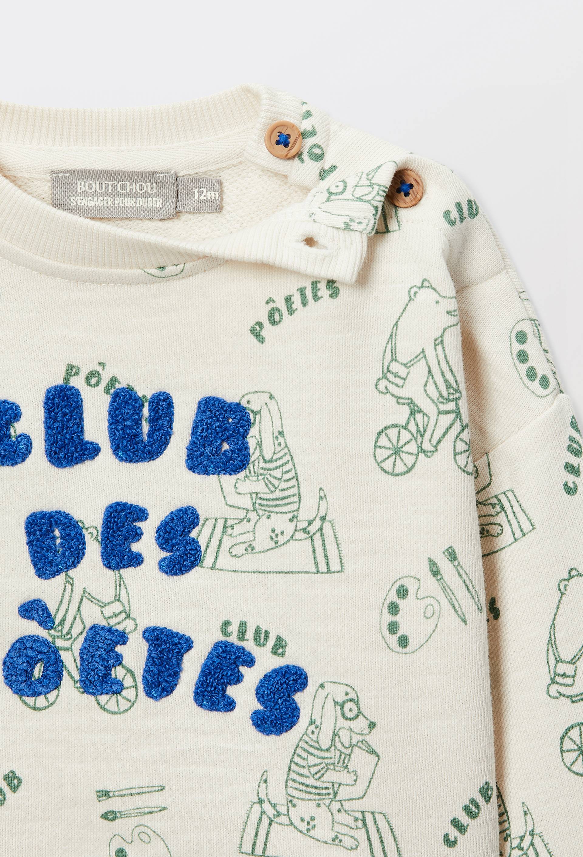 Sweat imprim&eacute; en coton BIO GOTS, Beige clair, large image number 3