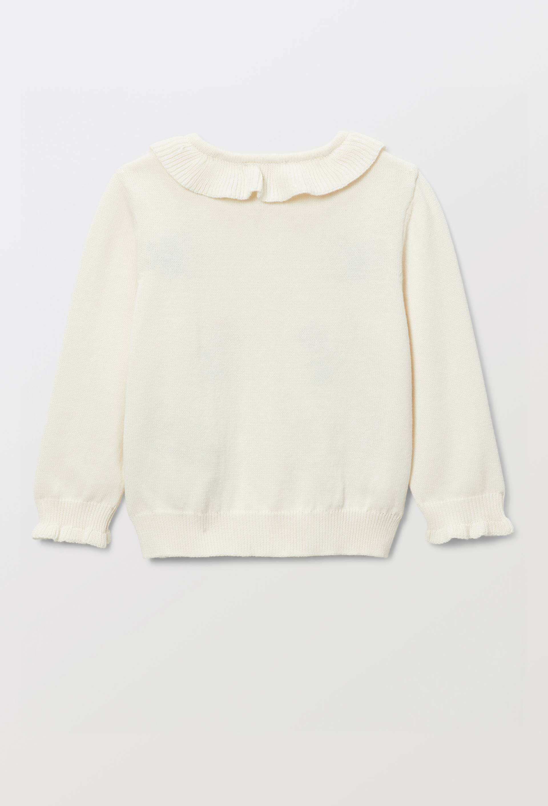Cardigan tricot brod&eacute; &agrave; col en coton, Beige clair, large image number 2.0