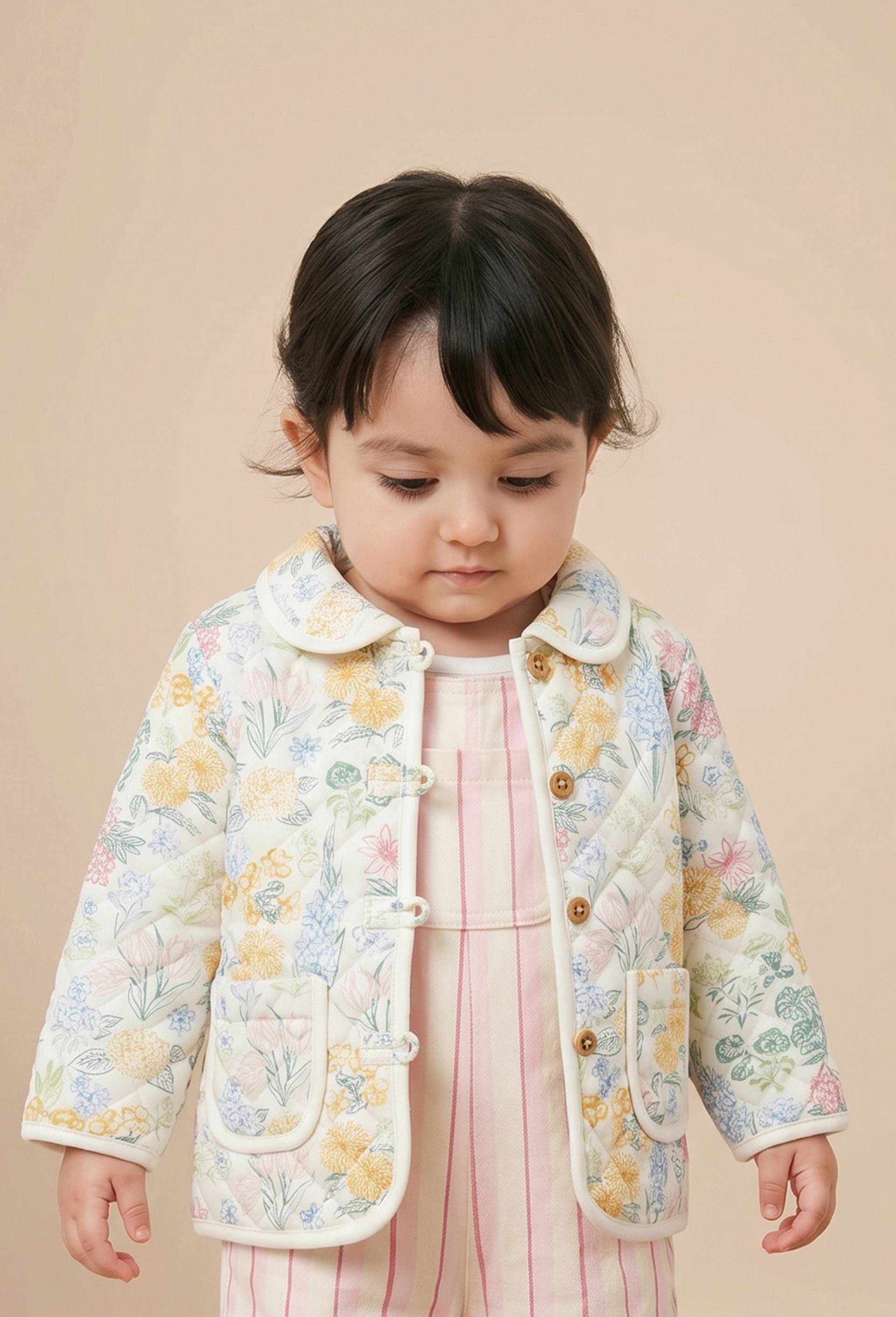 Cardigan imprim&eacute; en molleton en coton BIO GOTS, Beige clair, large image number 1.0