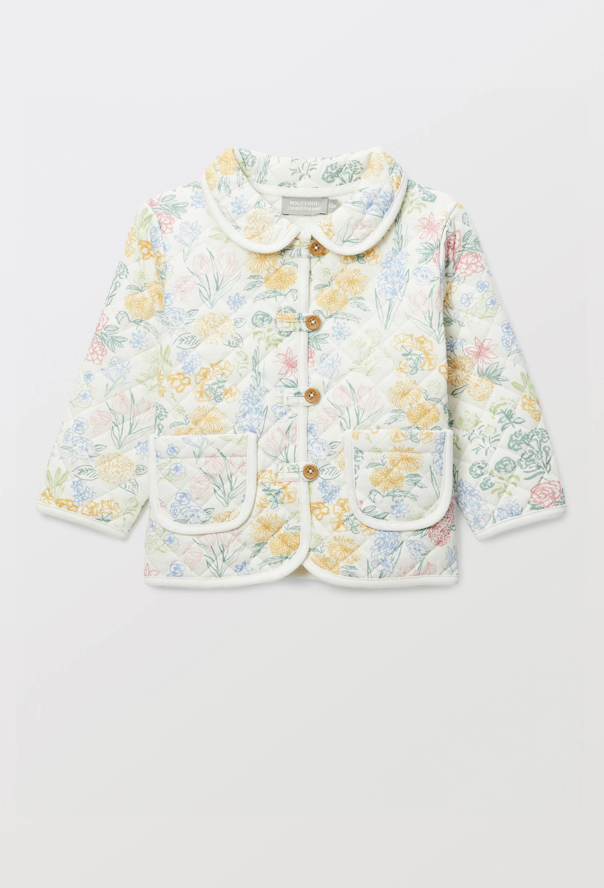Cardigan imprim&eacute; en molleton en coton BIO GOTS, Beige clair, large image number 2.0