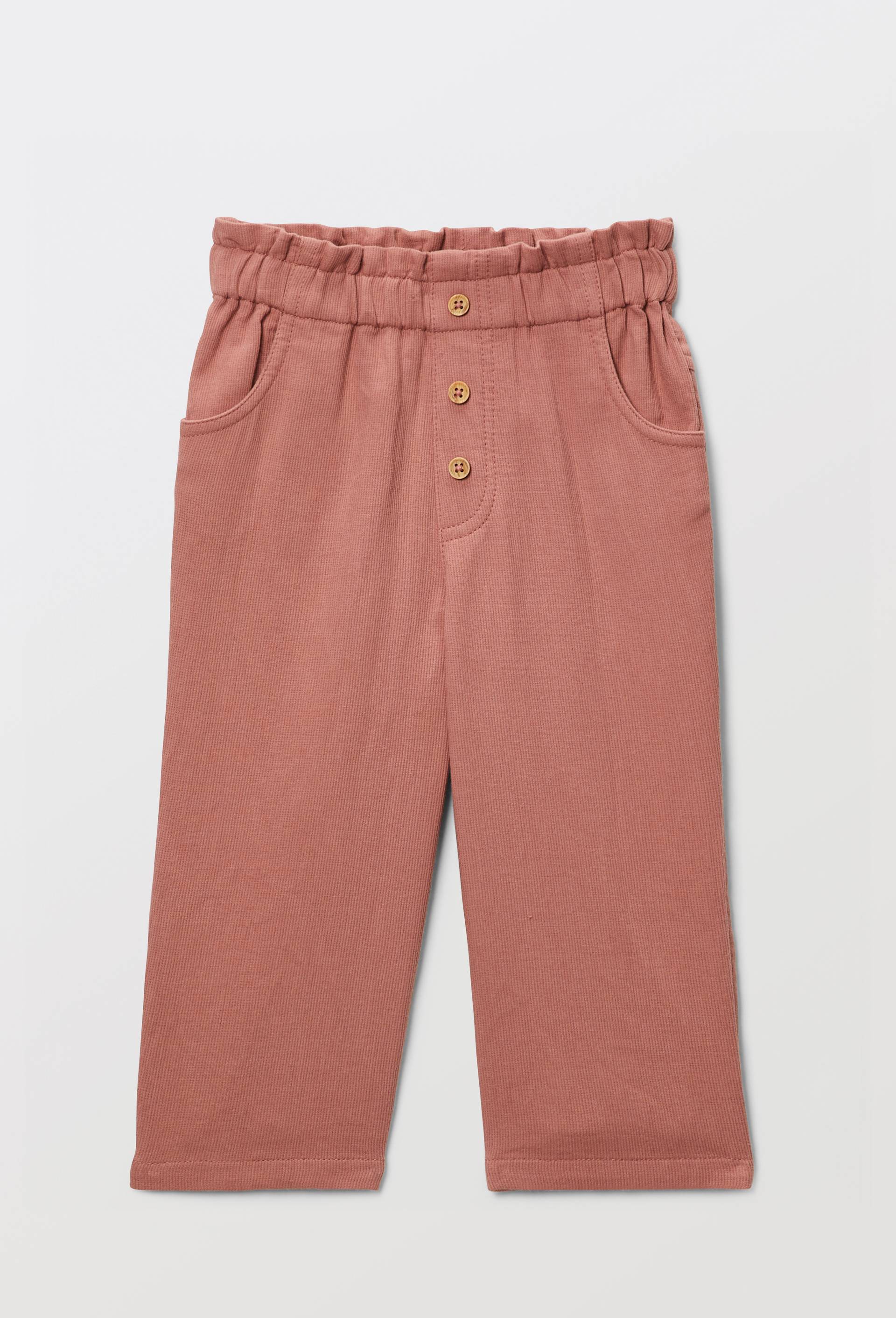 Pantalon taille &eacute;lastique uni en gaze de coton BIO GOTS, Rose fonc&eacute;, large image number 0.0