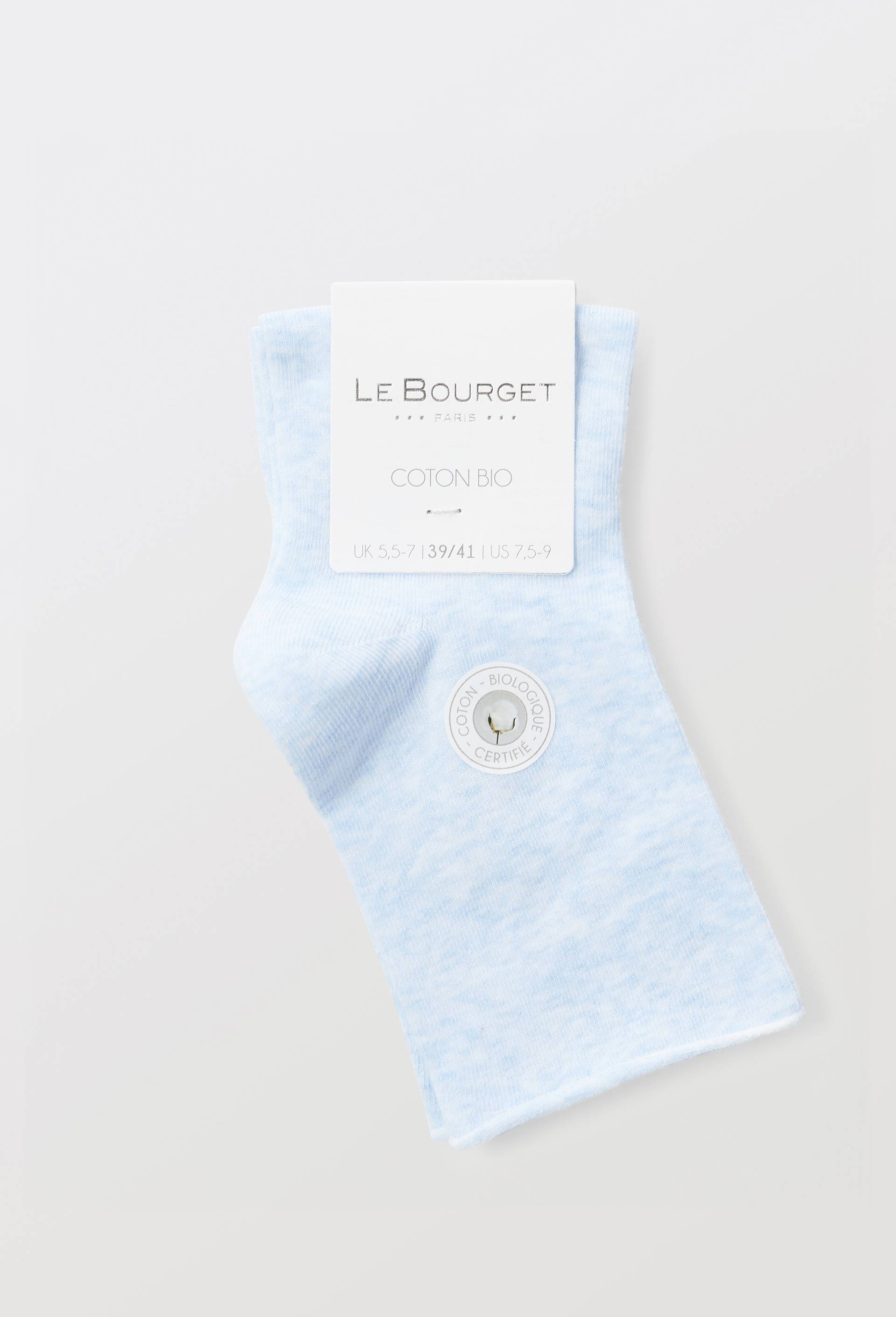 Paire de socquettes &agrave; bords roulott&eacute;s en coton Le Bourget, Bleu clair, large image number 2