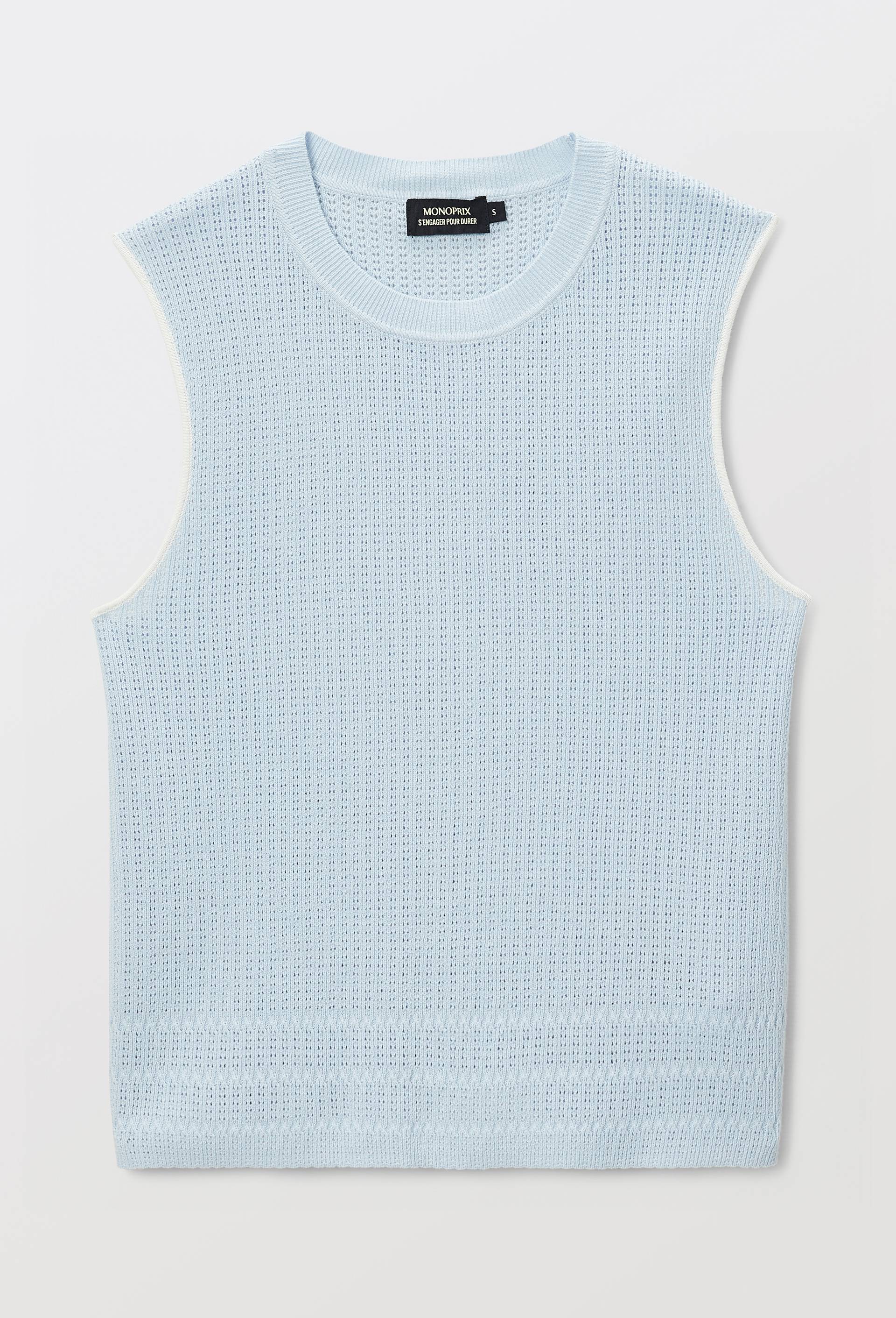 D&eacute;bardeur en maille ajour&eacute;e en coton, Bleu clair, large image number 2