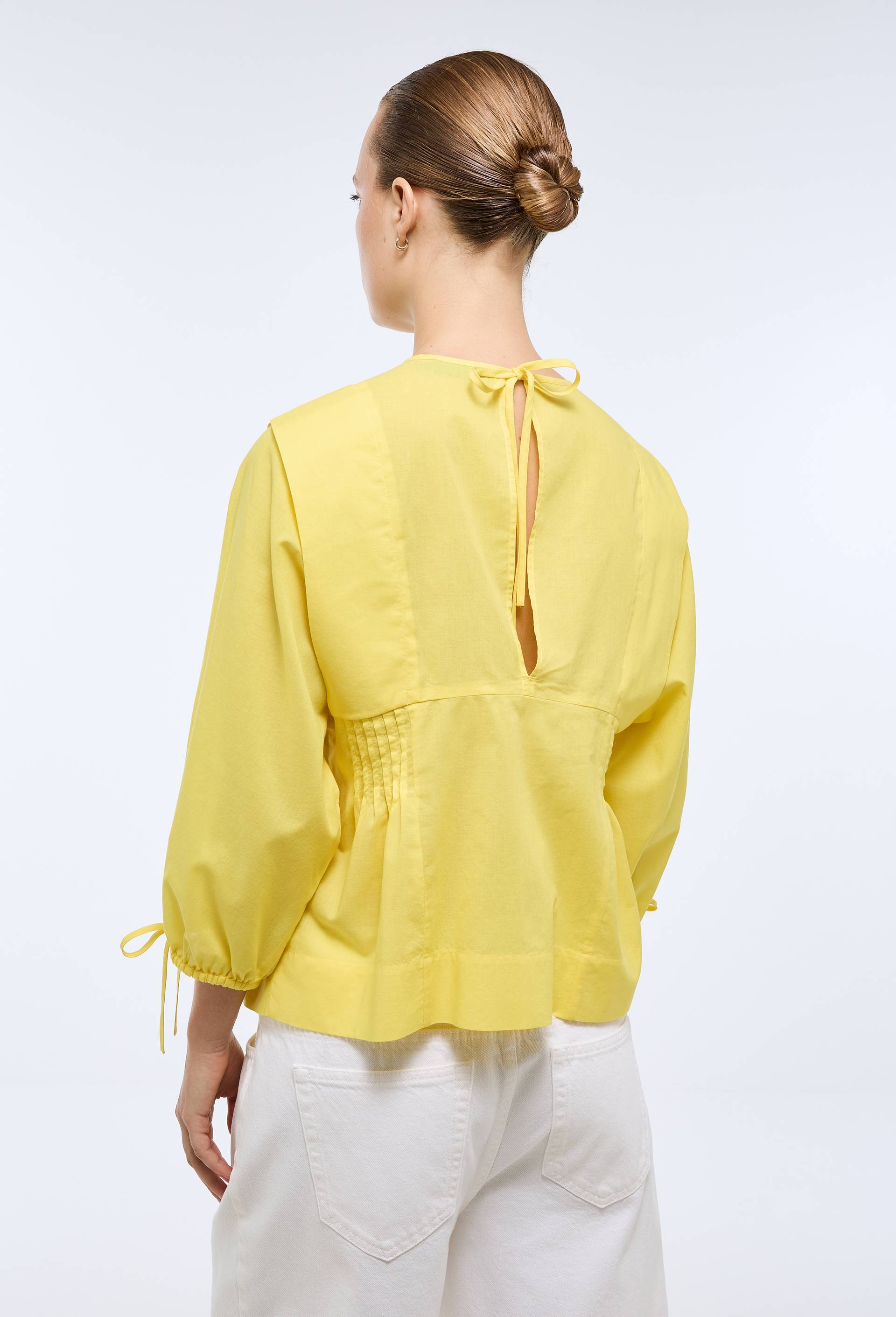 Blouse nou&eacute;e au dos en coton BIO GOTS, Jaune, large