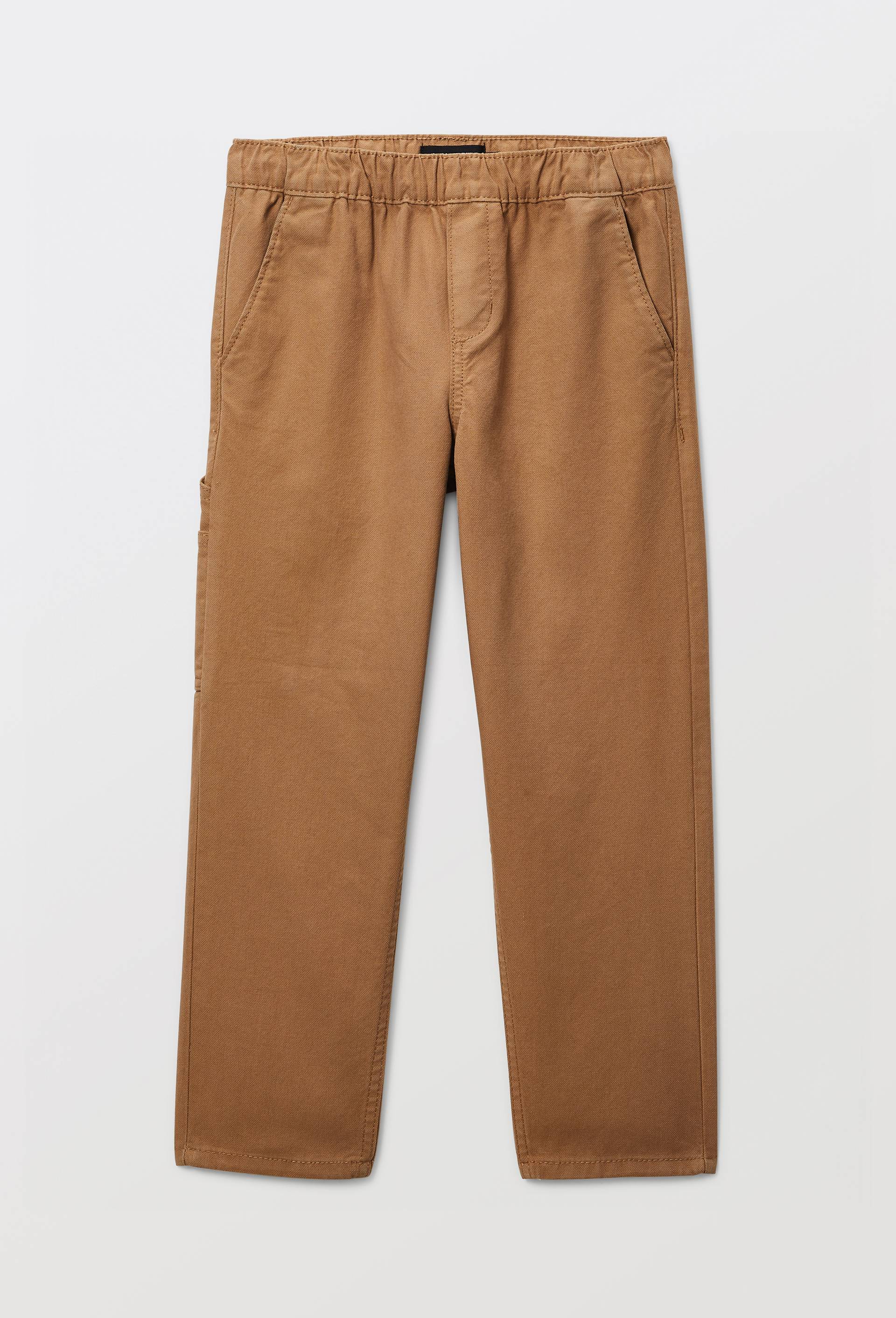 Jean droit taille &eacute;lastiqu&eacute;e en coton, Beige, large image number 1.0