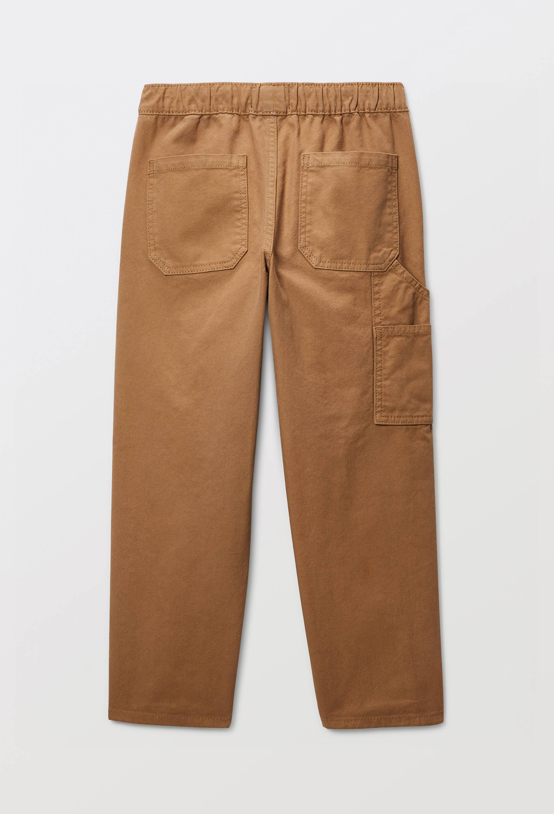 Jean droit taille &eacute;lastiqu&eacute;e en coton, Beige, large image number 2