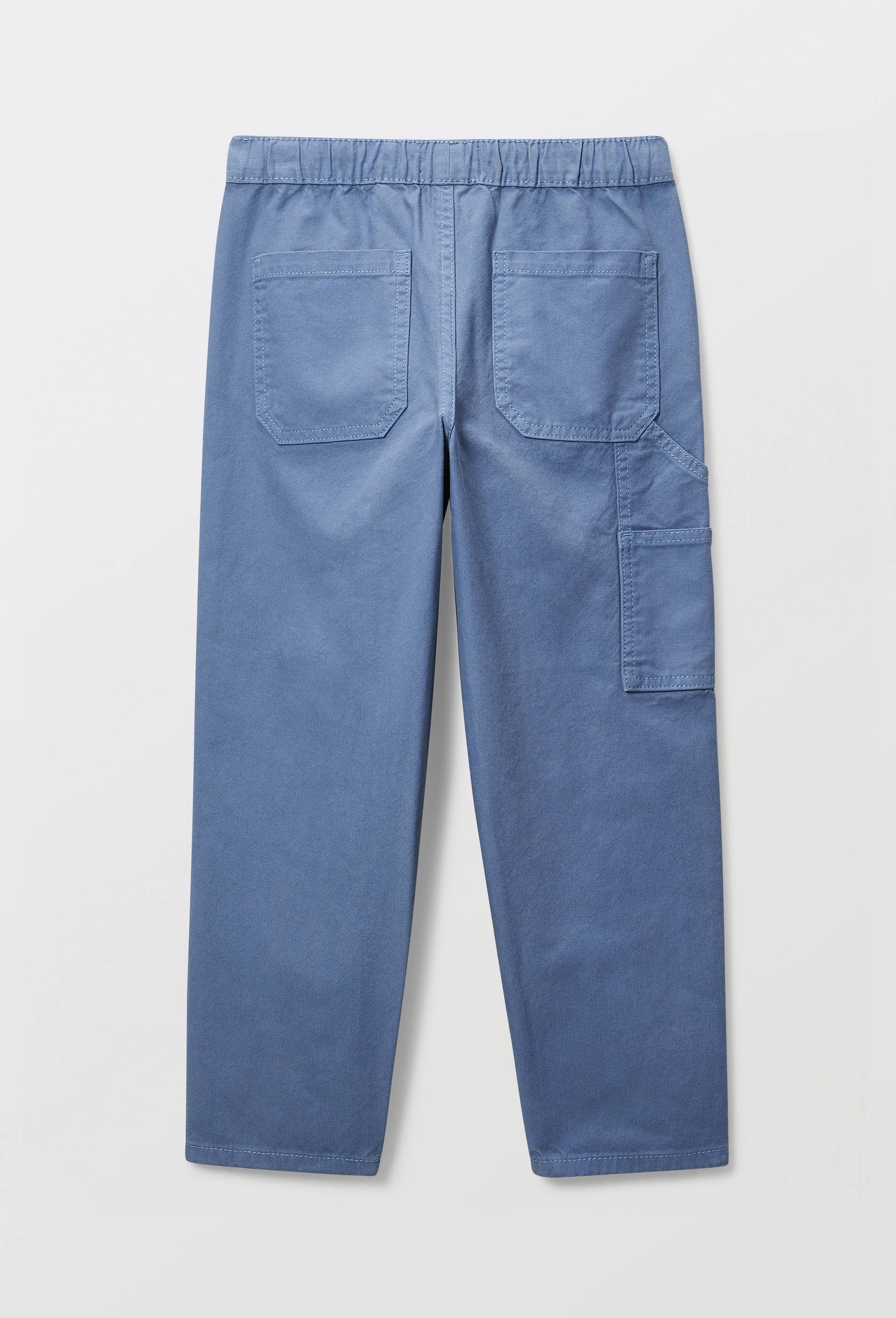 Jean droit taille &eacute;lastiqu&eacute;e en coton, Bleu, large image number 2