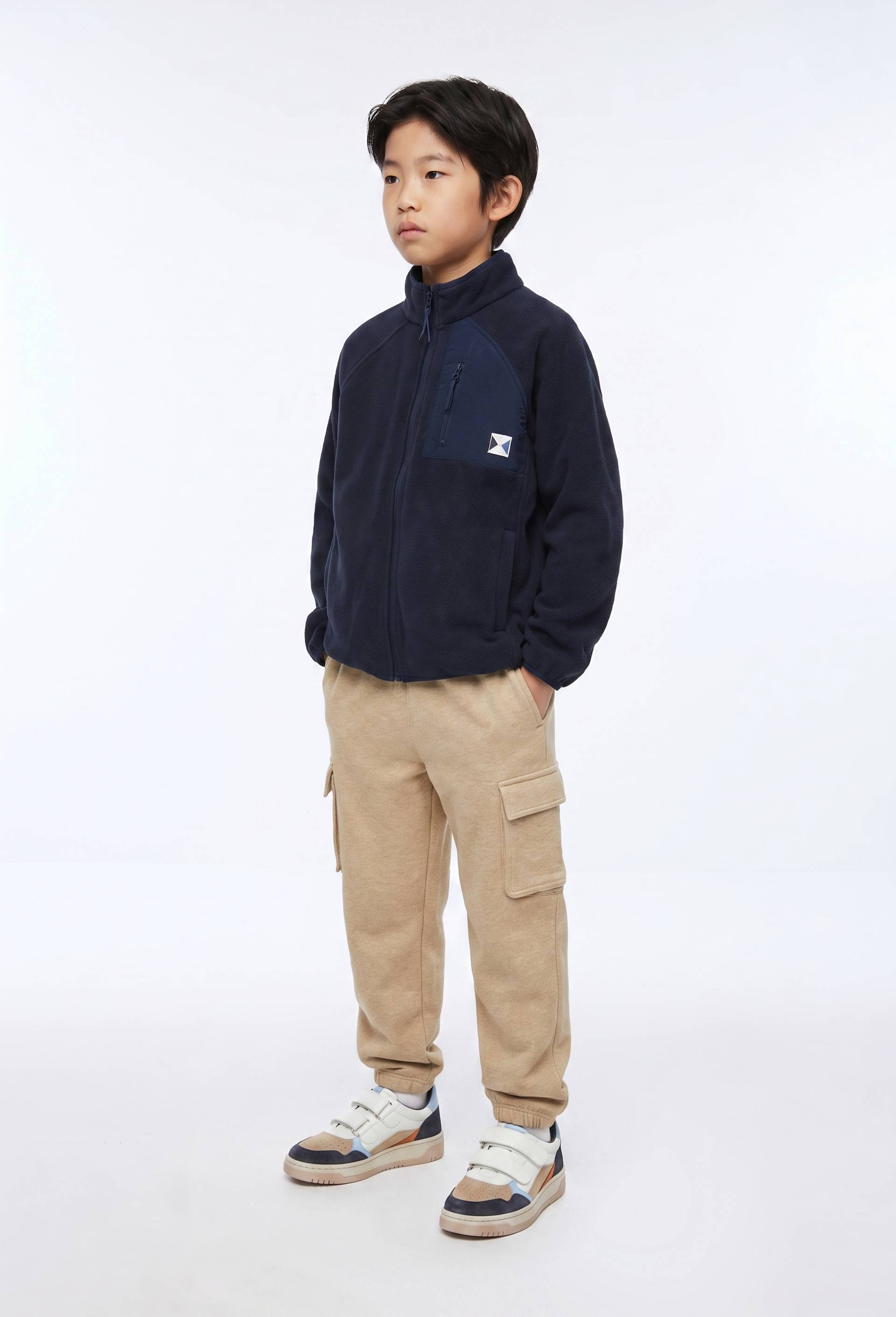 Jogging cargo en molleton uni en coton BIO GOTS, Beige, large image number 0